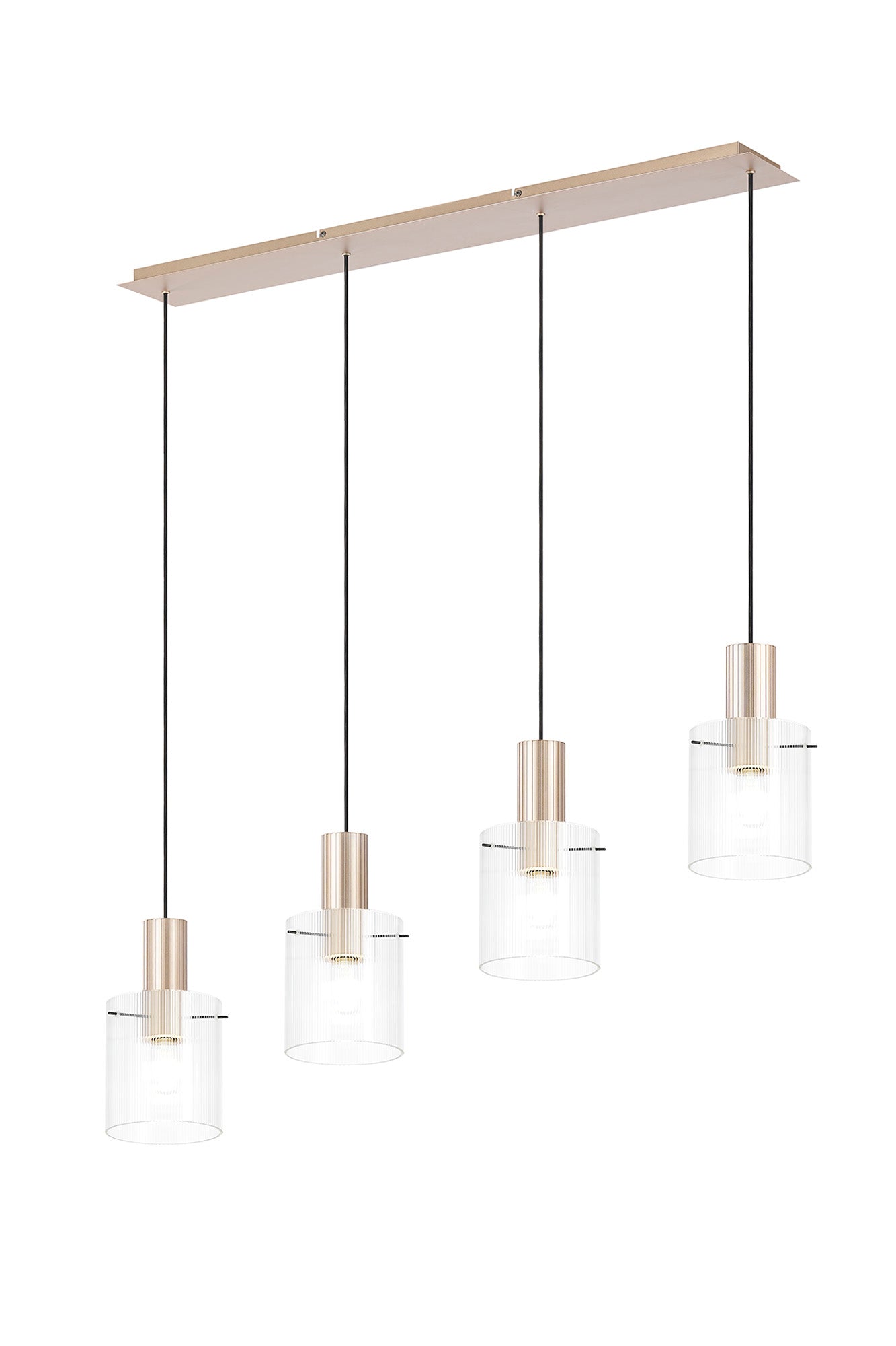 Hailey 4Lt Linear Pendant Narrow Line Glass - Various Colours