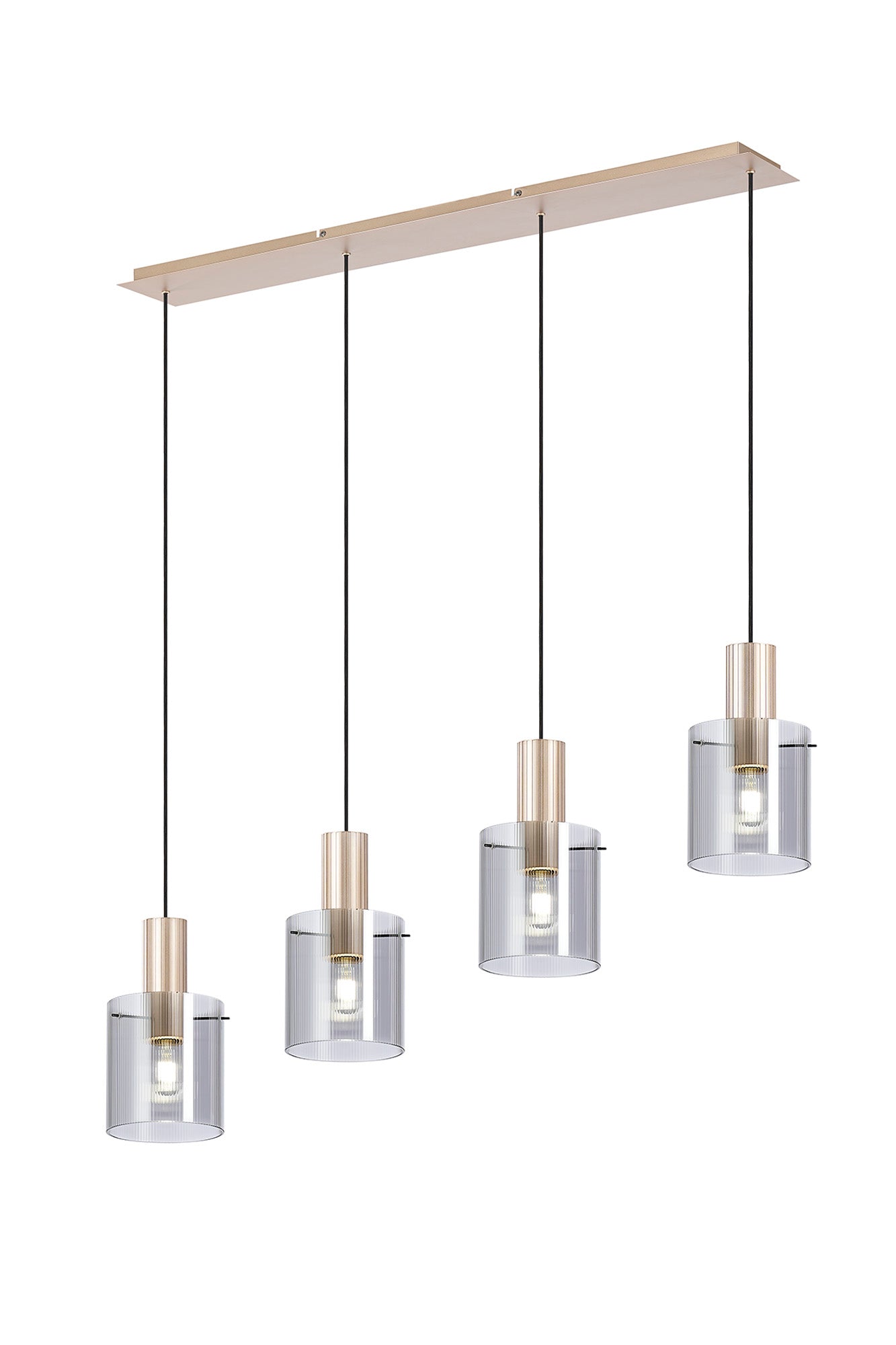 Hailey 4Lt Linear Pendant Narrow Line Glass - Various Colours
