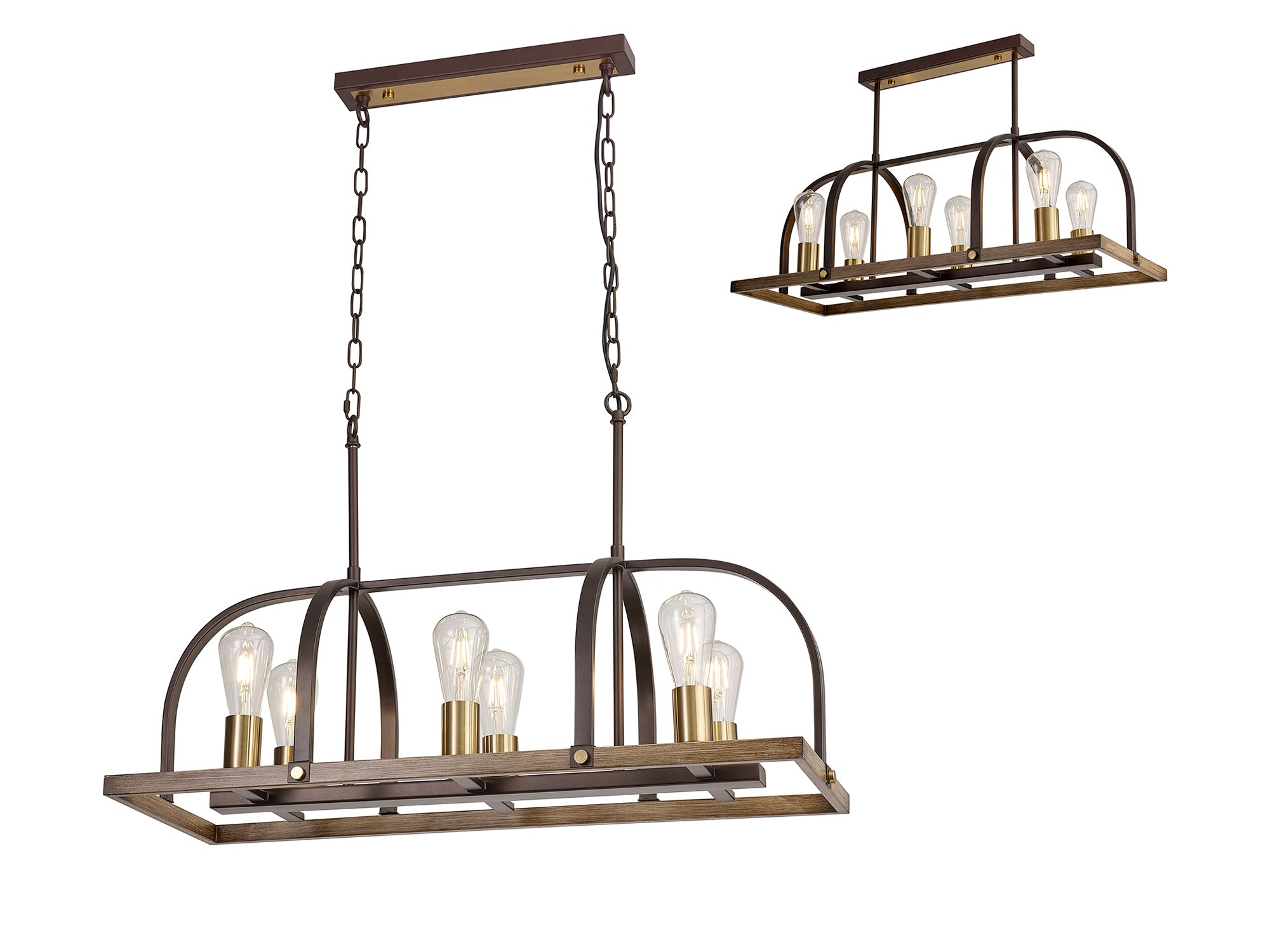 Larson Pendant/Semi Flush Oblong 6 Light E27