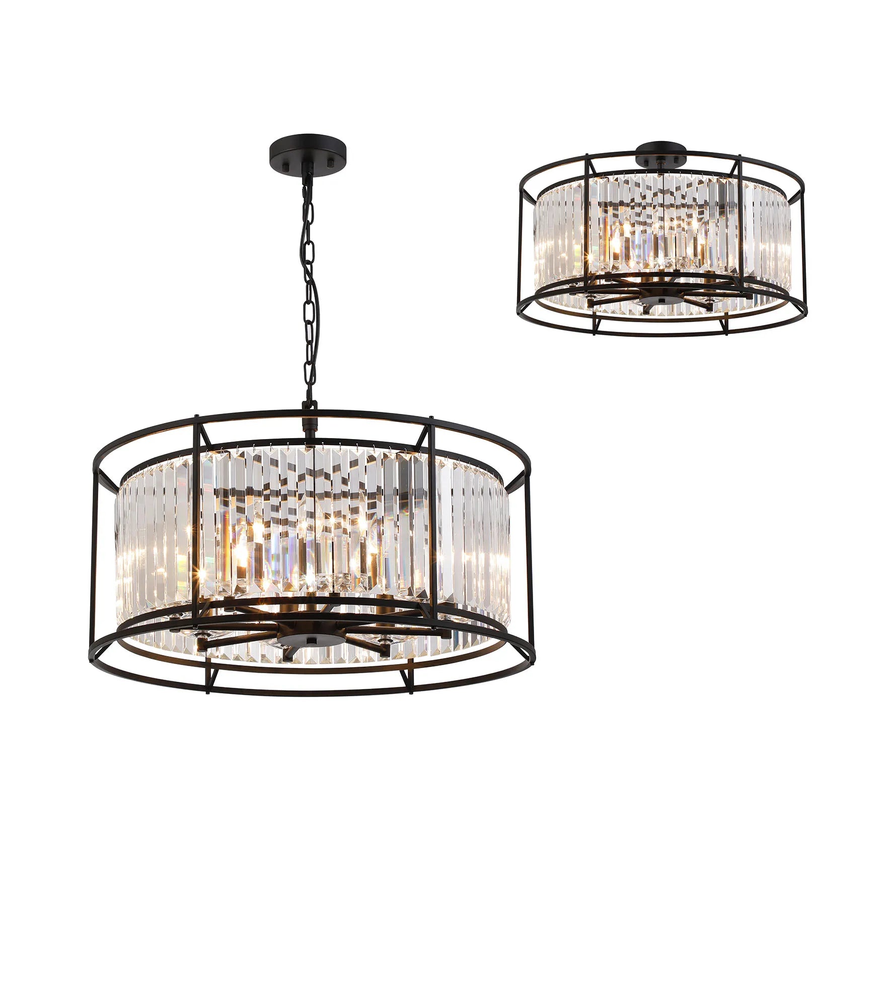 Massa 8/10Lt Crystal Ceiling Light/Semi Flush Convertible - Various FInish