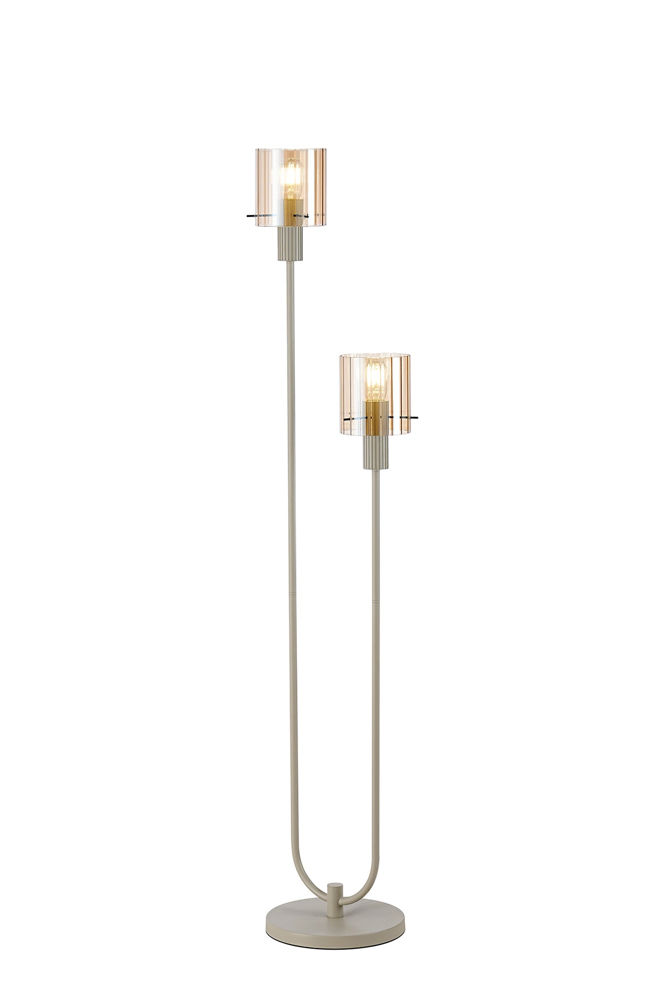 Hailey 2Lt Floor Lamp Wide Ribbed Glass - Various Colours