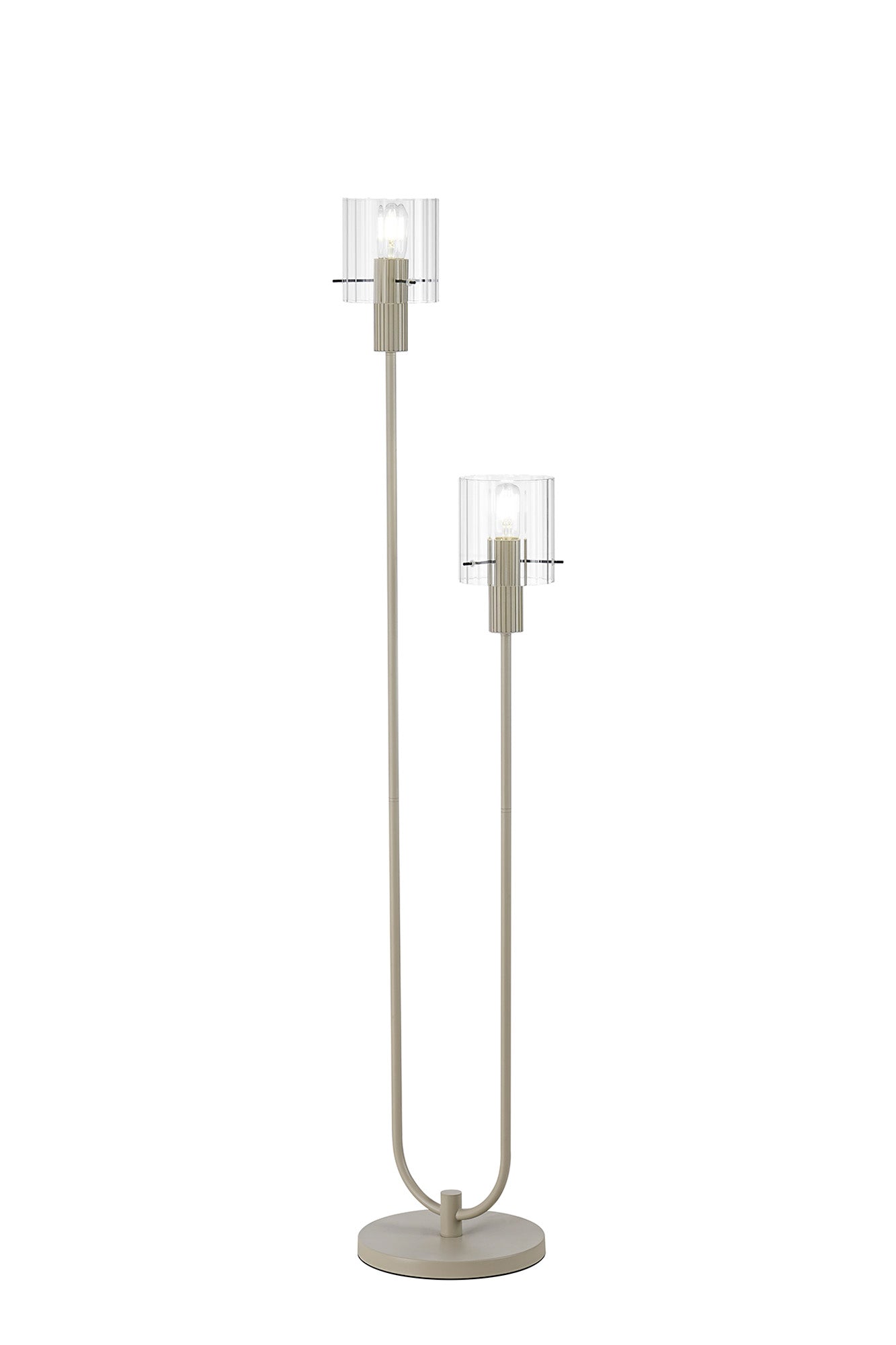 Hailey 2Lt Floor Lamp Wide Ribbed Glass - Various Colours