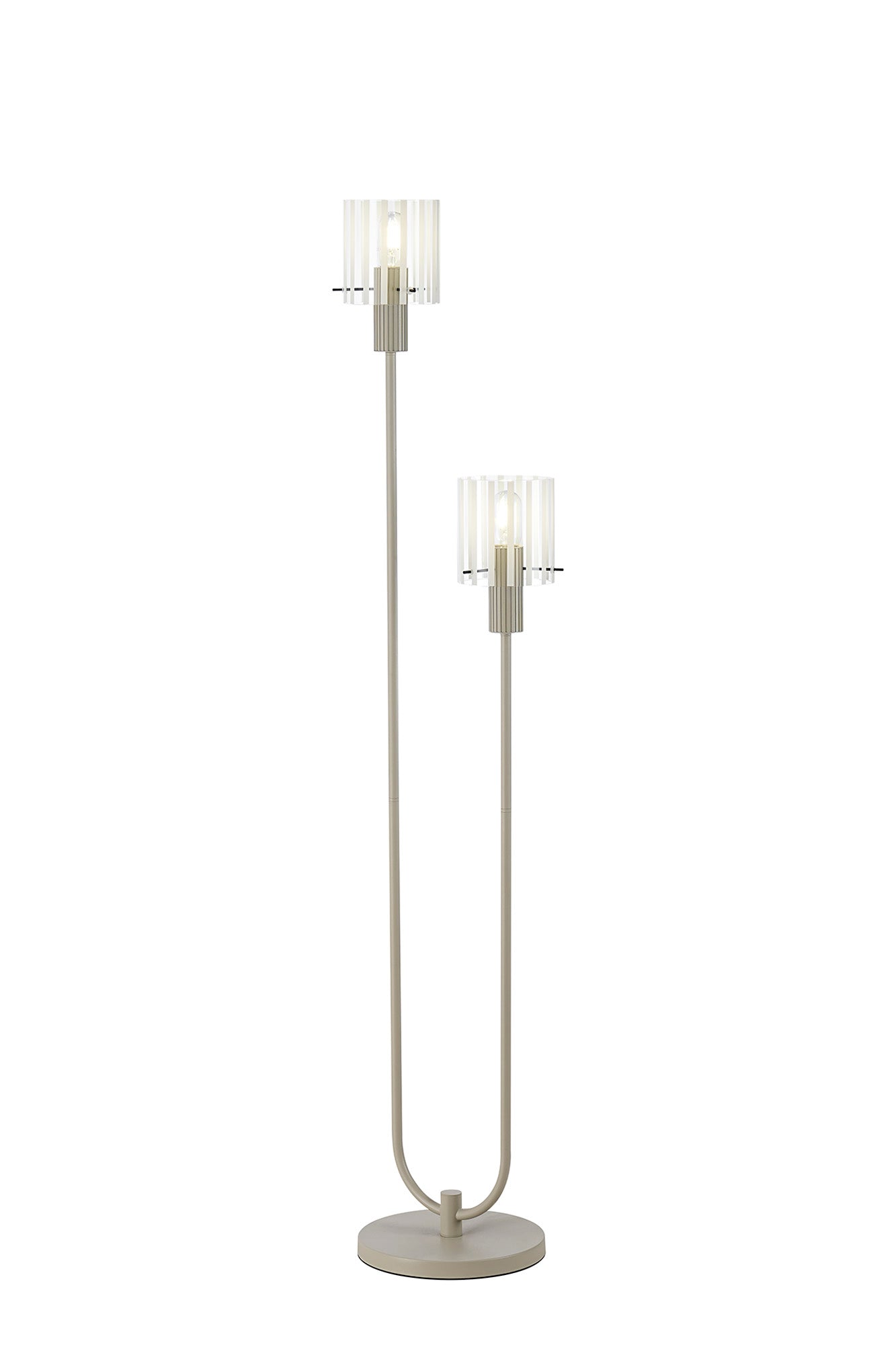 Hailey 2Lt Floor Lamp Wide Ribbed Glass - Various Colours