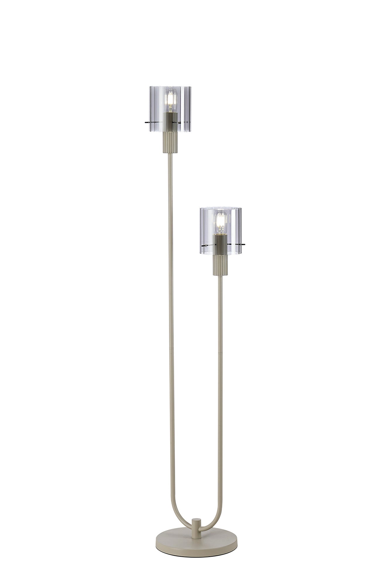 Hailey 2Lt Floor Lamp Wide Ribbed Glass - Various Colours