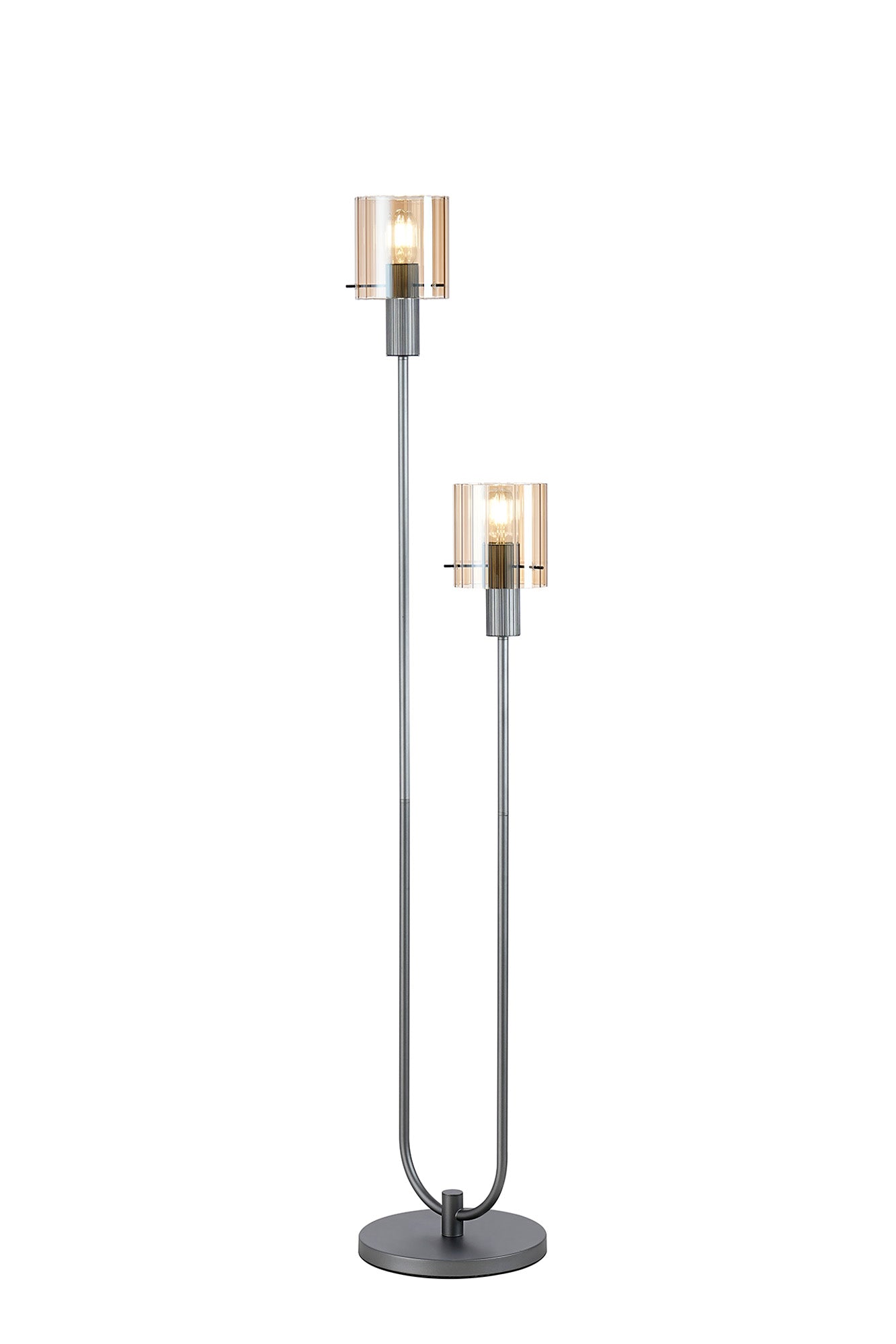 Hailey 2Lt Floor Lamp Wide Ribbed Glass - Various Colours