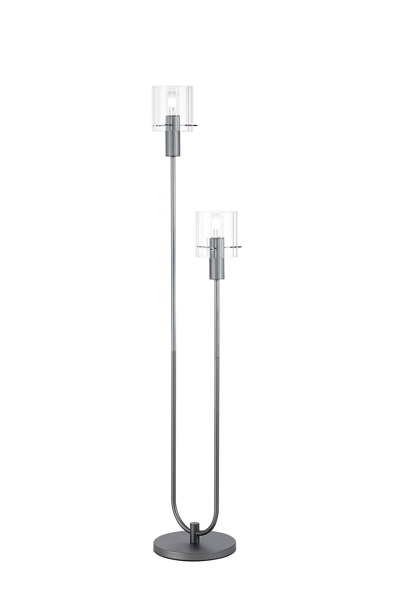 Hailey 2Lt Floor Lamp Wide Ribbed Glass - Various Colours