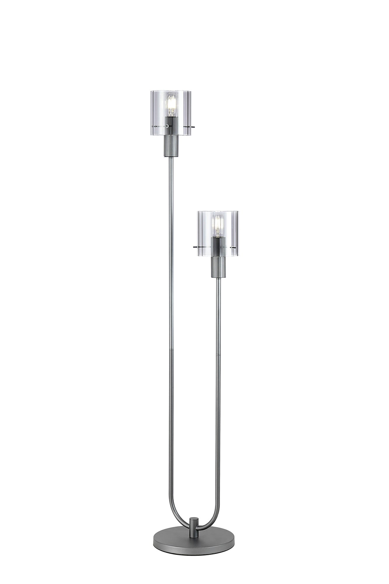 Hailey 2Lt Floor Lamp Wide Ribbed Glass - Various Colours