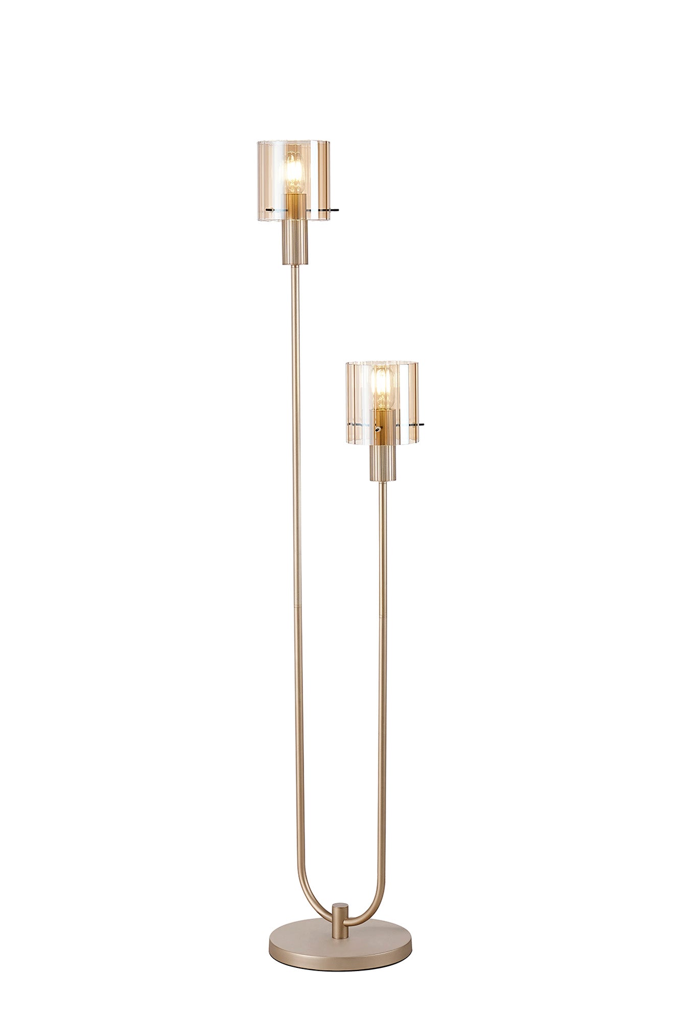 Hailey 2Lt Floor Lamp Wide Ribbed Glass - Various Colours