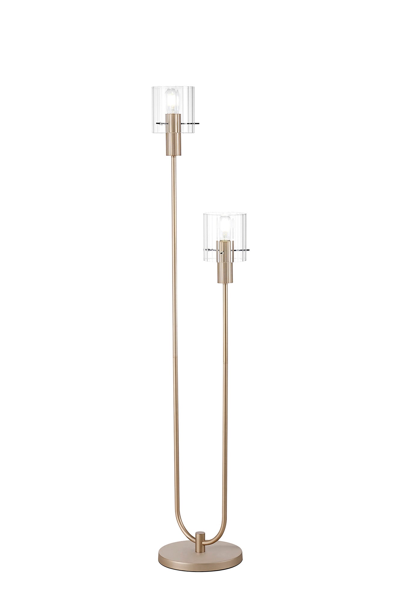 Hailey 2Lt Floor Lamp Wide Ribbed Glass - Various Colours