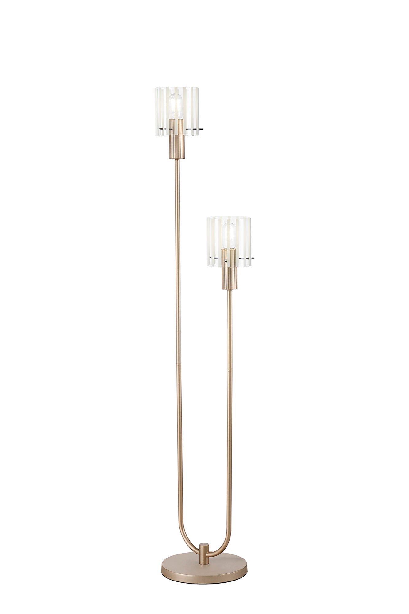 Hailey 2Lt Floor Lamp Wide Ribbed Glass - Various Colours
