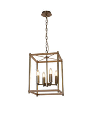 Ilana Pendant, 4 x E14, Medium Oak/Antique Brass