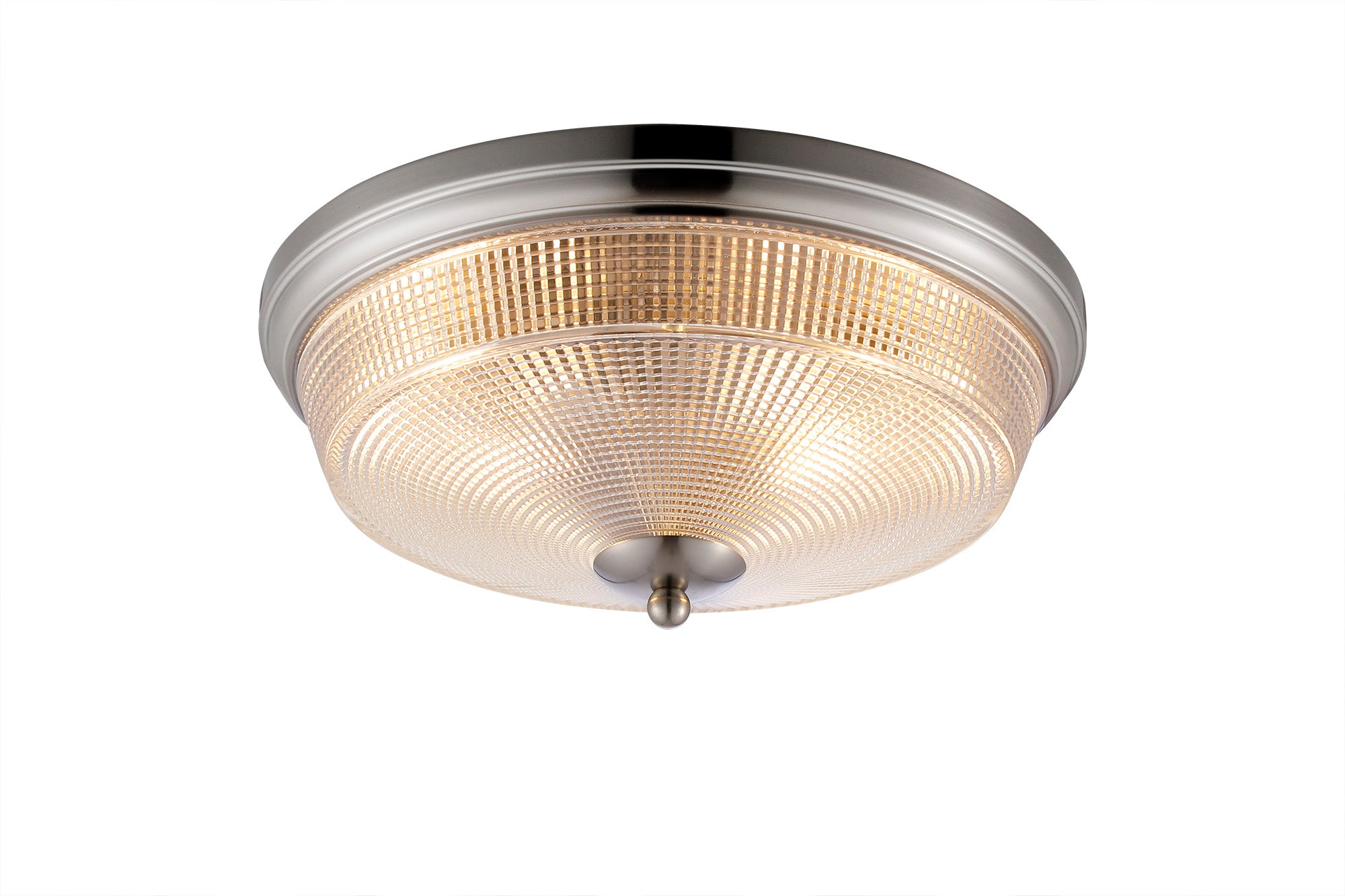 Amoray 2 Light E27 Flush Ceiling Light, IP44, Satin Black/Prismatic Glass