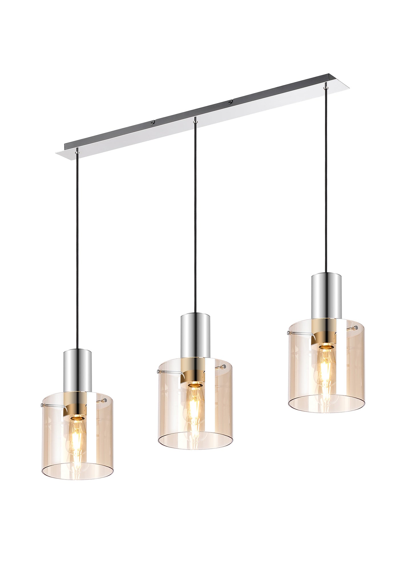 Hailey 3Lt Linear Pendant Wide Line Glass - Various Colours