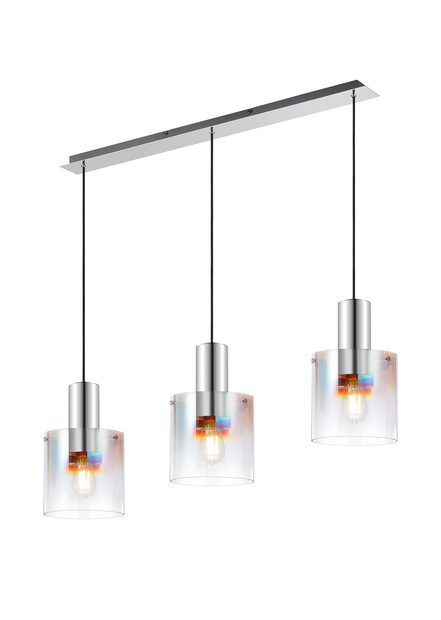 Hailey 3Lt Linear Pendant Wide Line Glass - Various Colours
