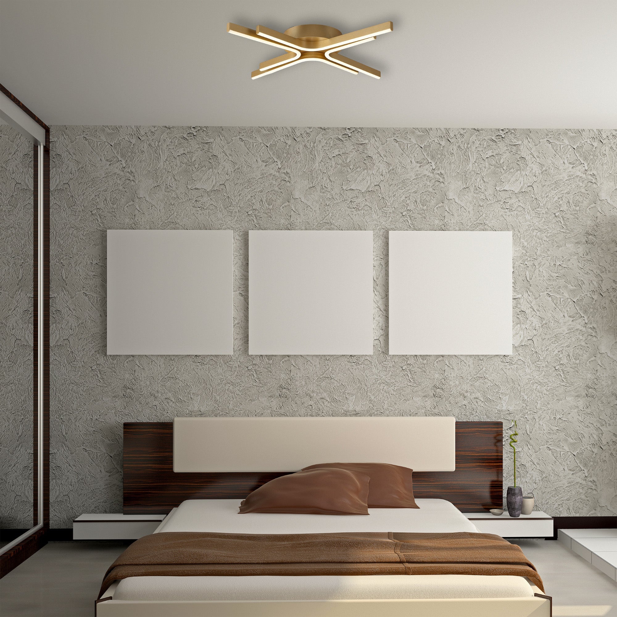 Venice 3/4 Arm LED Flush Light - Black/Gold/White