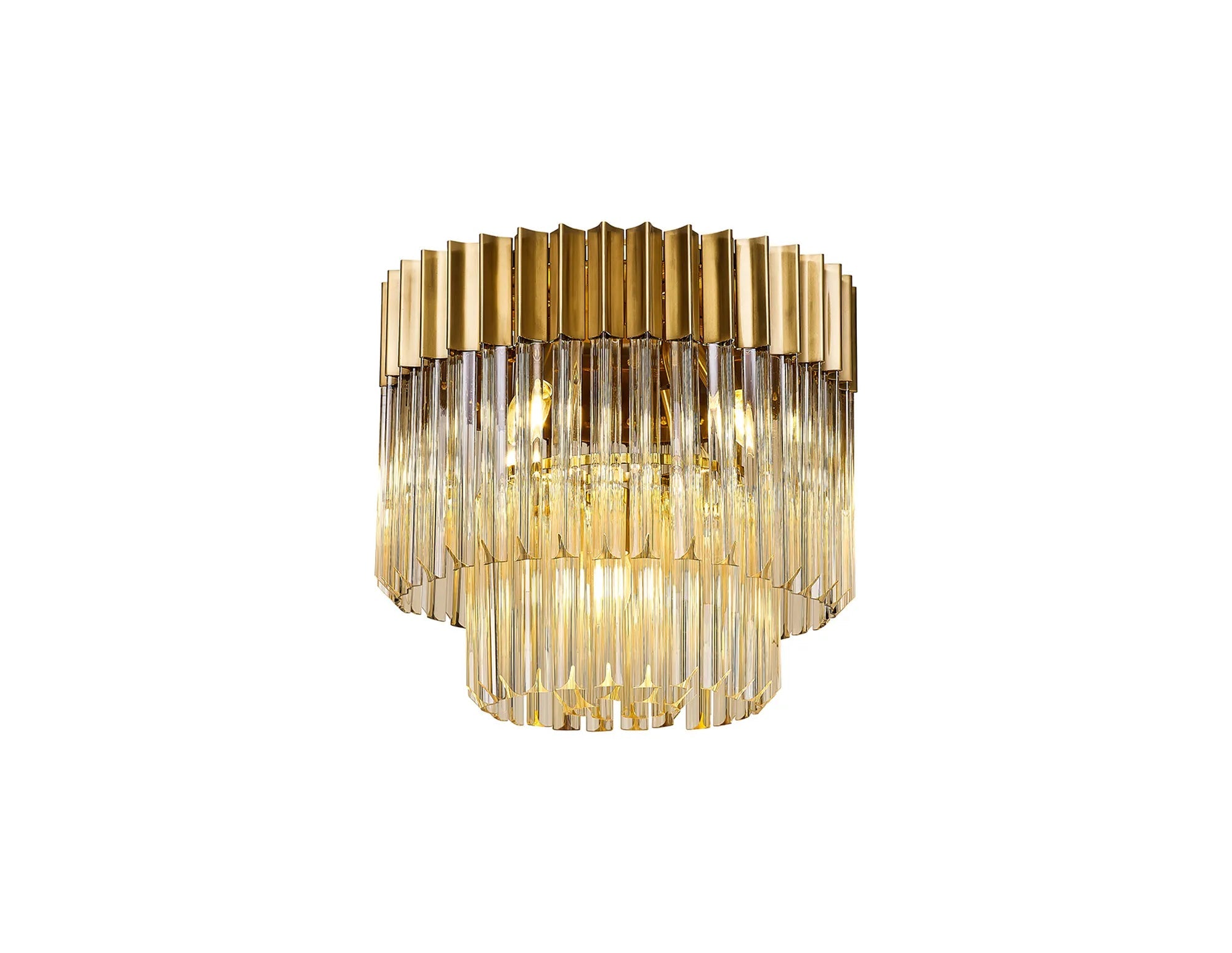 Georgia 3/5lt Round Crystal Flush Ceiling Light, Matt Black/Brass/Polished Nickel