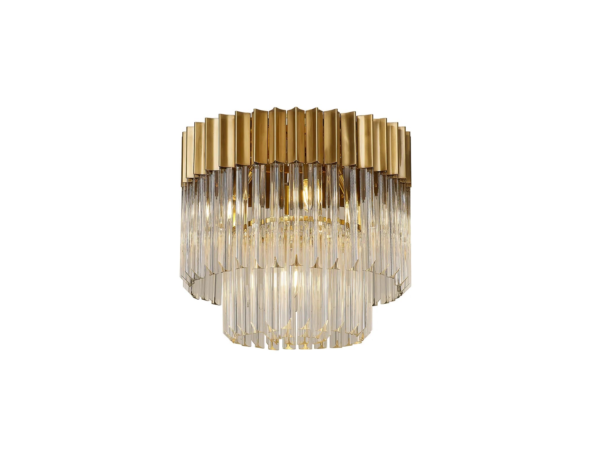 Georgia 3/5lt Round Crystal Flush Ceiling Light, Matt Black/Brass/Polished Nickel