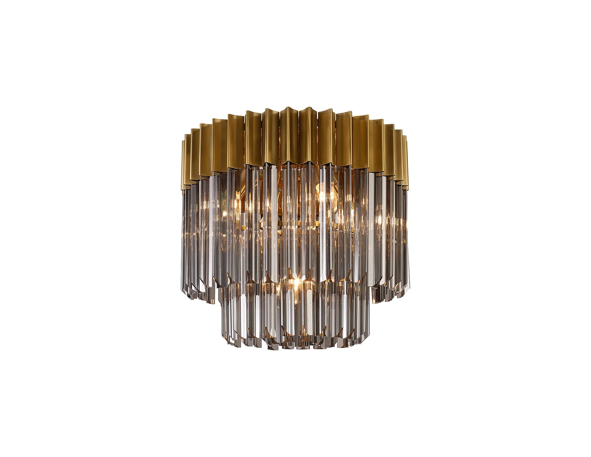 Georgia 3/5lt Round Crystal Flush Ceiling Light, Matt Black/Brass/Polished Nickel