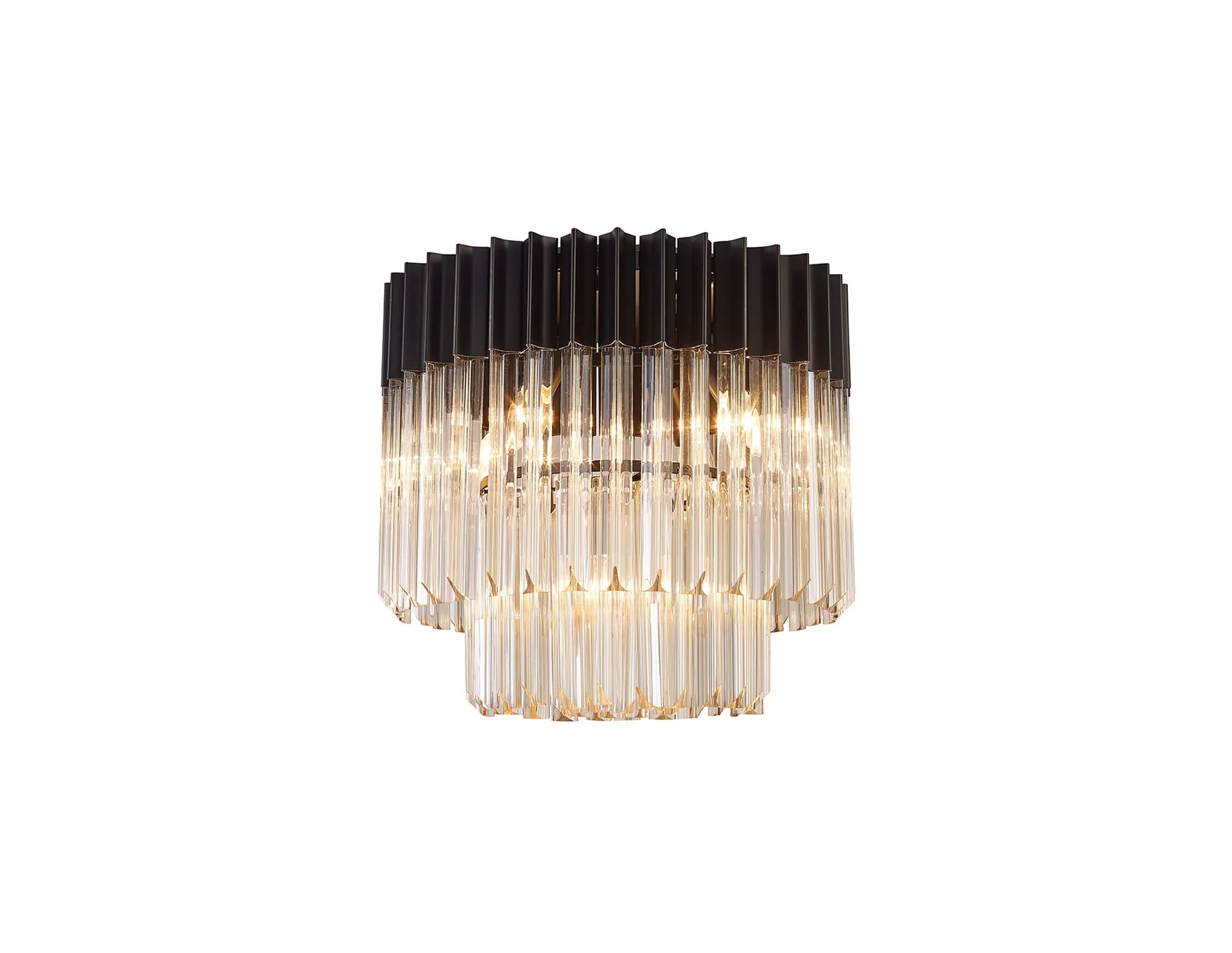 Georgia 3/5lt Round Crystal Flush Ceiling Light, Matt Black/Brass/Polished Nickel