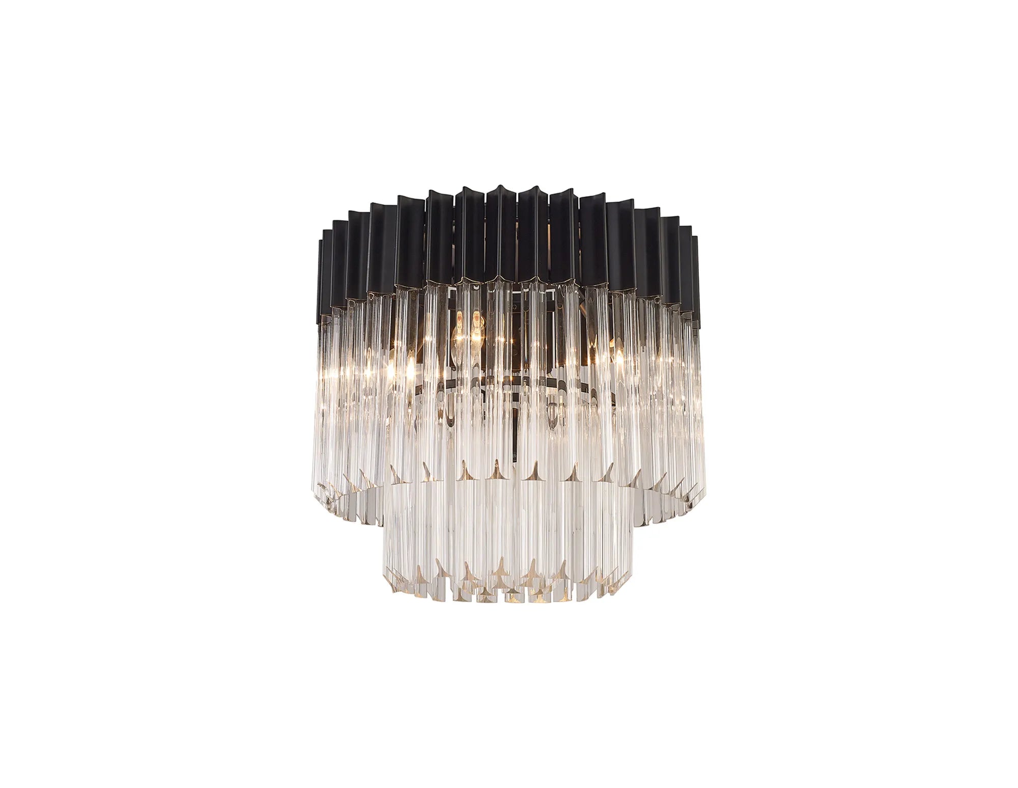 Georgia 3/5lt Round Crystal Flush Ceiling Light, Matt Black/Brass/Polished Nickel