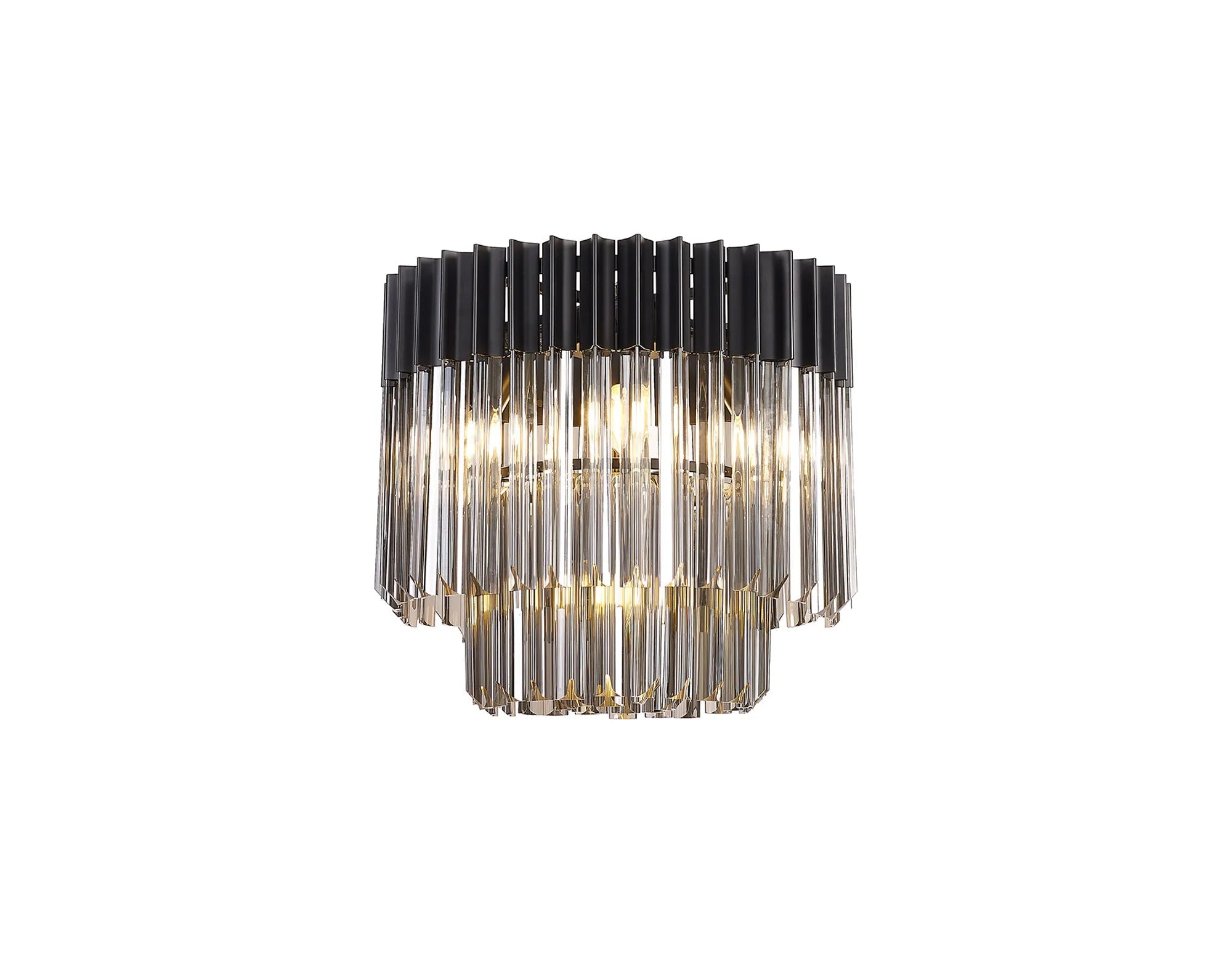 Georgia 3/5lt Round Crystal Flush Ceiling Light, Matt Black/Brass/Polished Nickel