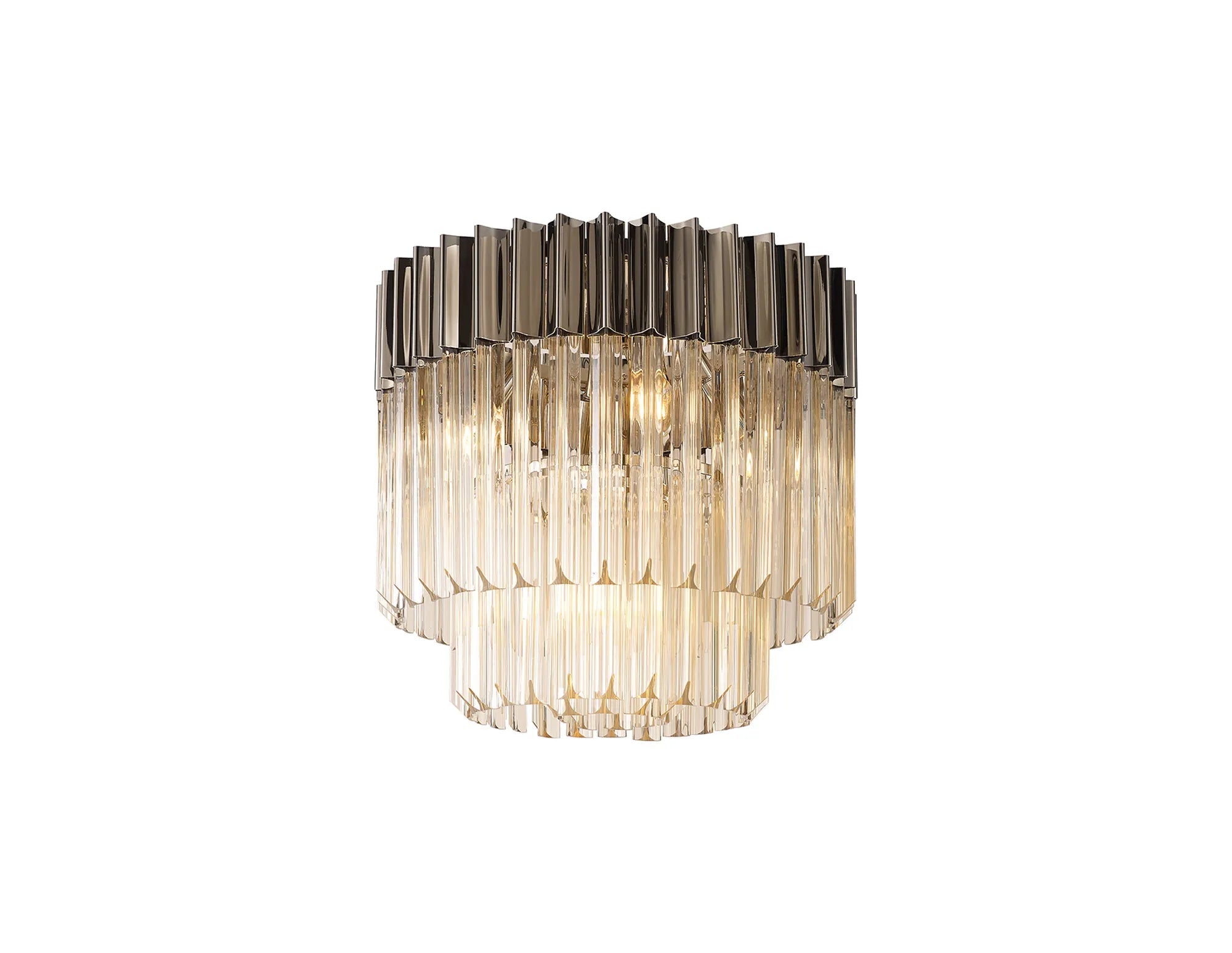 Georgia 3/5lt Round Crystal Flush Ceiling Light, Matt Black/Brass/Polished Nickel