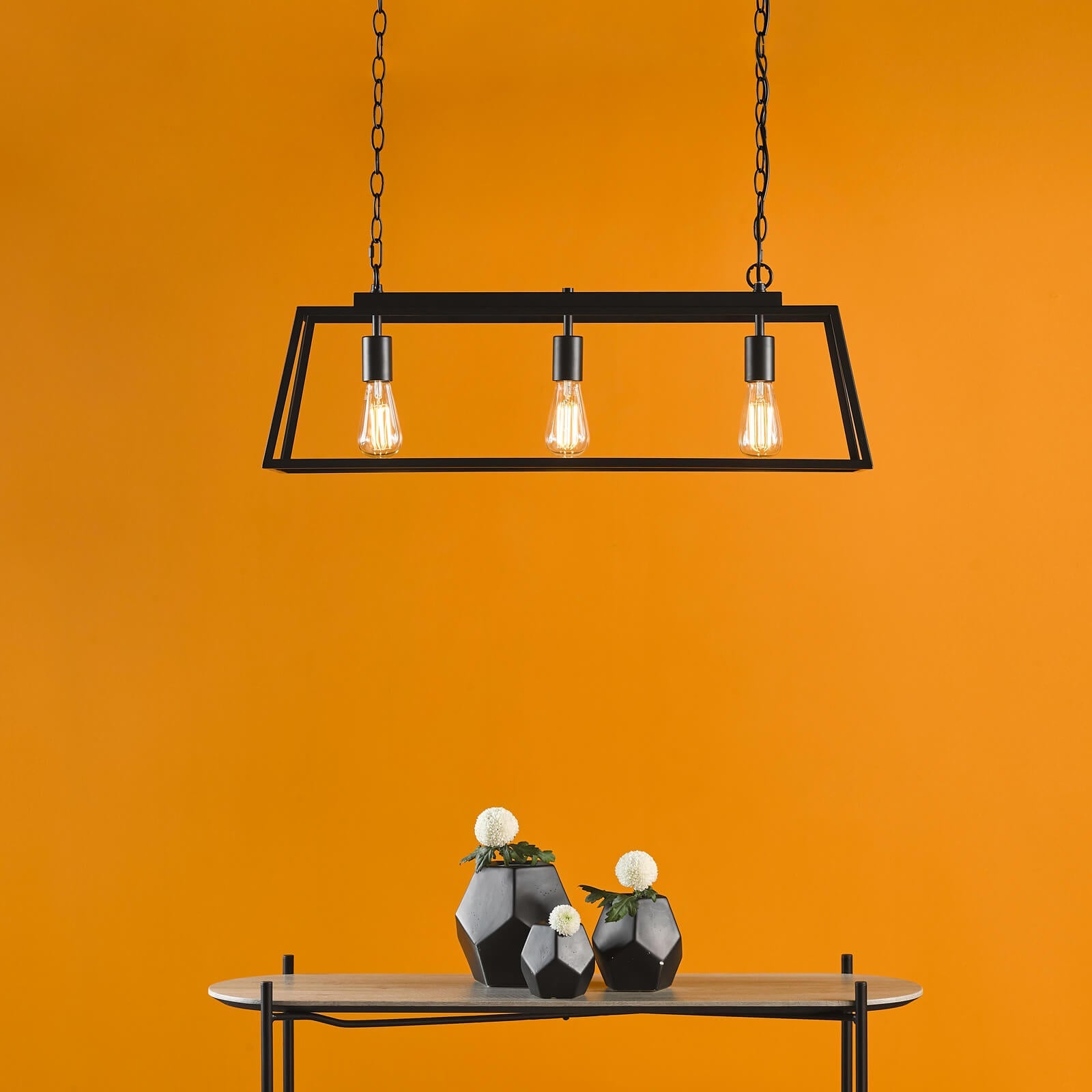 Claudia 3 Light Kitchen Light Matt Black