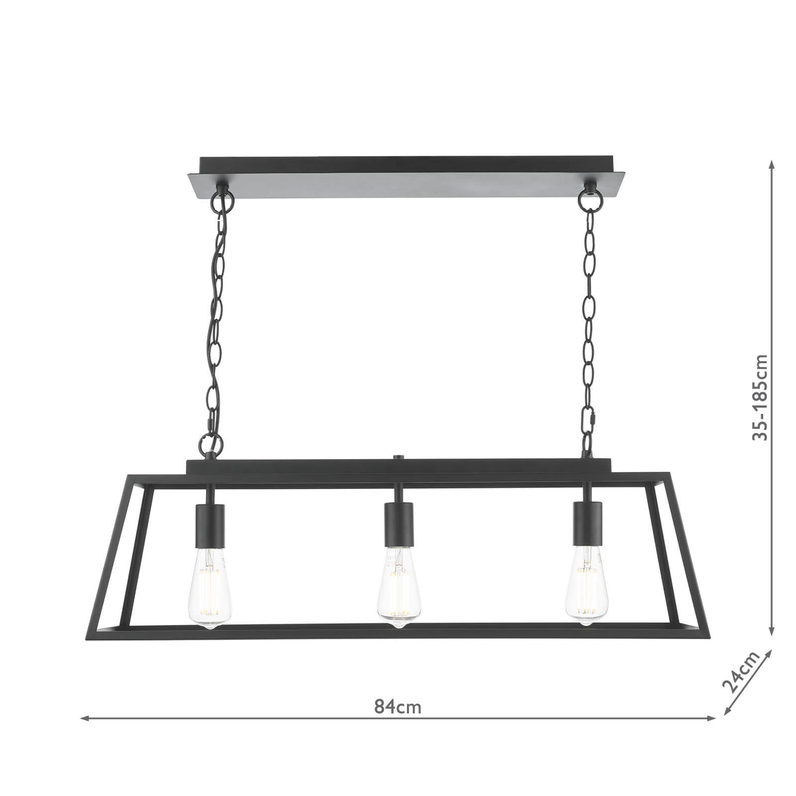 Claudia 3 Light Kitchen Light Matt Black