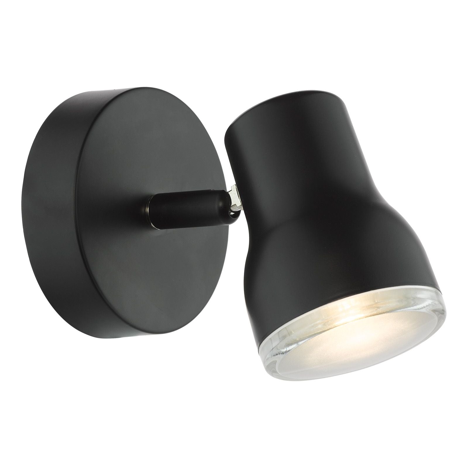 Clint Bathroom Wall Spotlight- Matt Black/ Polished Chrome IP44
