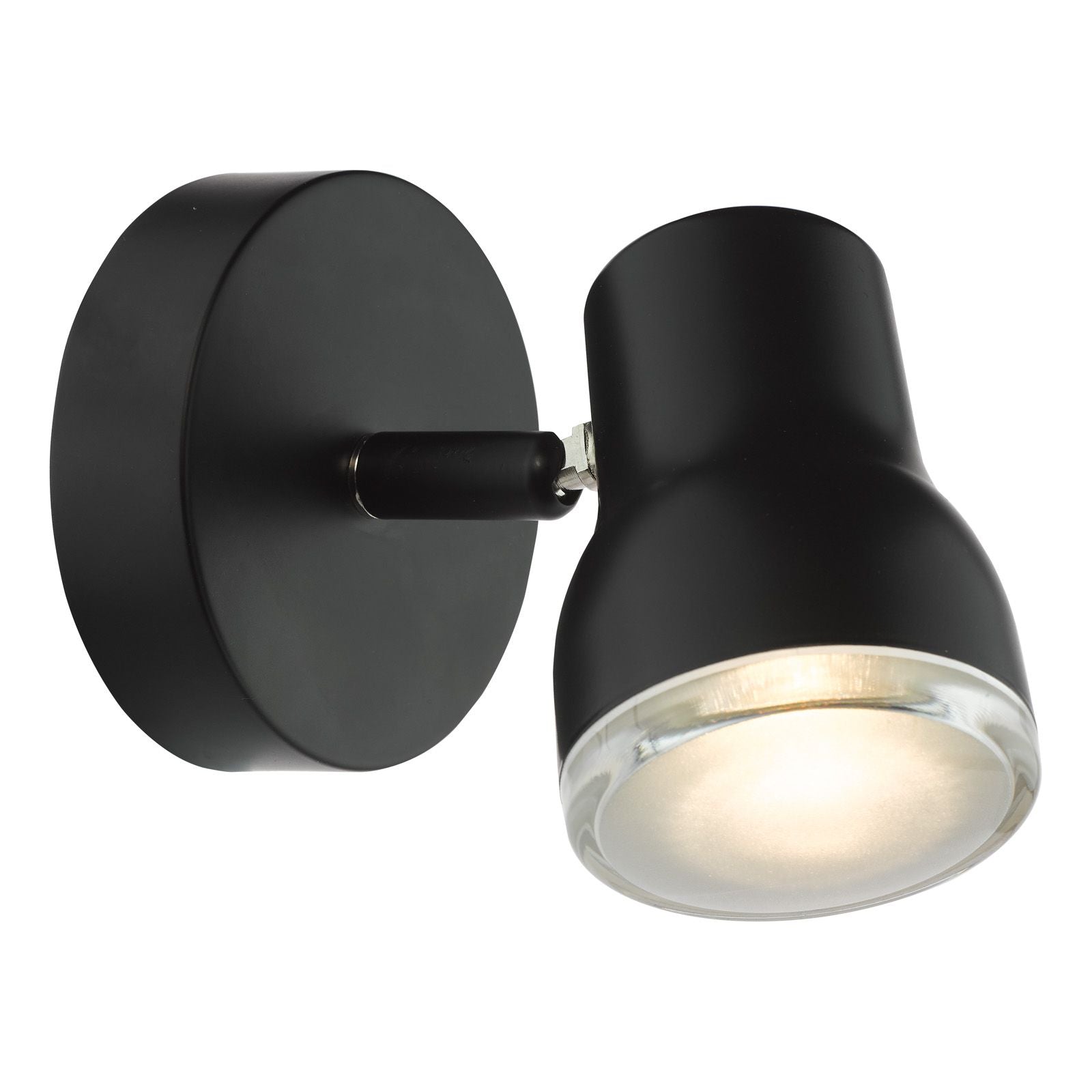 Clint Bathroom Wall Spotlight- Matt Black/ Polished Chrome IP44
