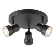 Clint 3 Light Bathroom Plate Spotlight- Matt Black/ Polished Chrome IP44