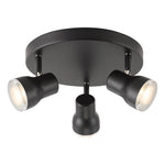 Clint 3 Light Bathroom Plate Spotlight- Matt Black/ Polished Chrome IP44