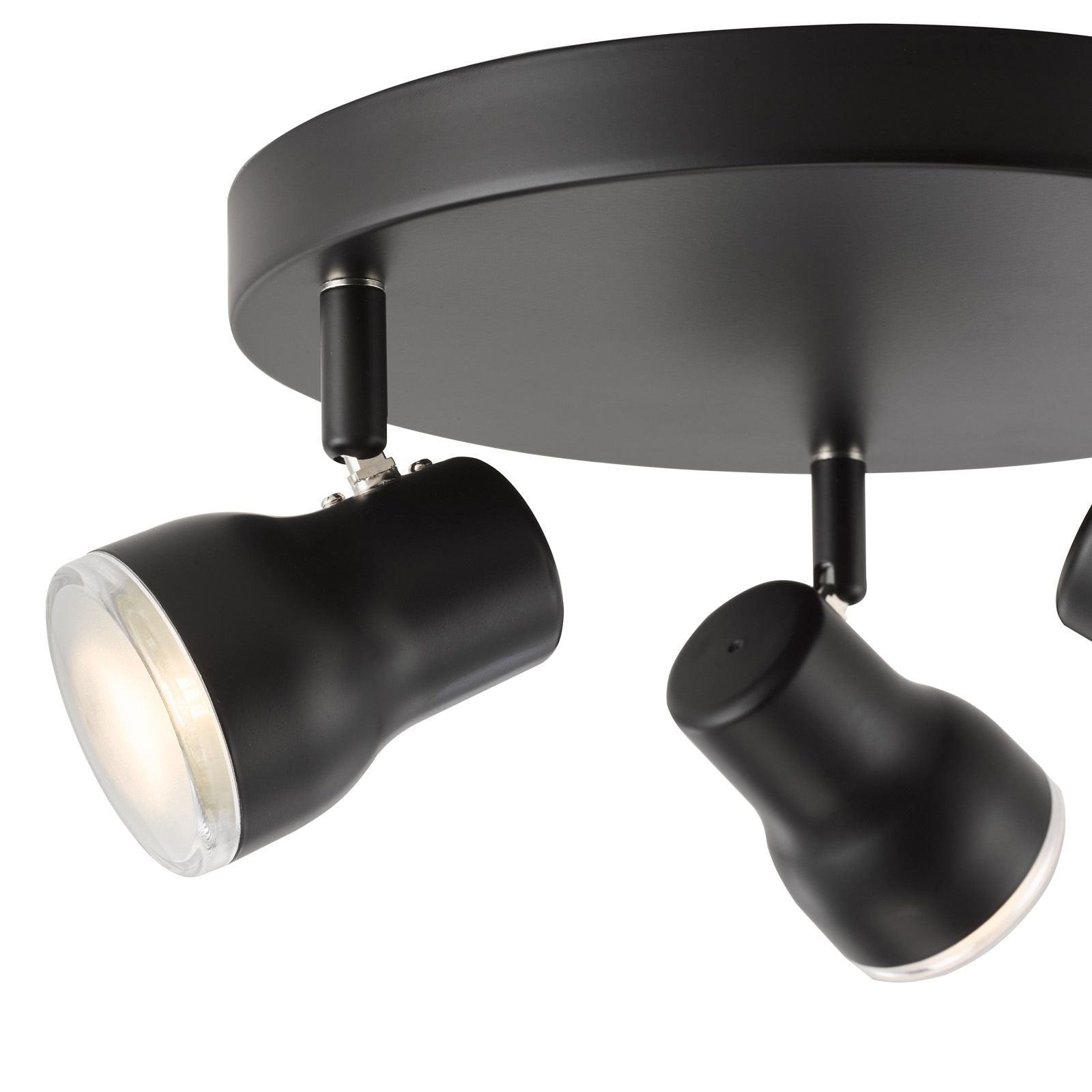 Clint 3 Light Bathroom Plate Spotlight- Matt Black/ Polished Chrome IP44