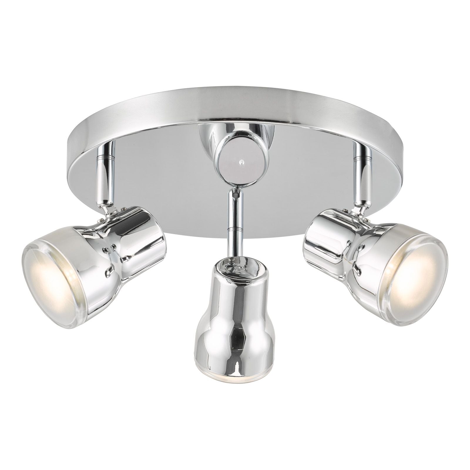 Clint 3 Light Bathroom Plate Spotlight- Matt Black/ Polished Chrome IP44