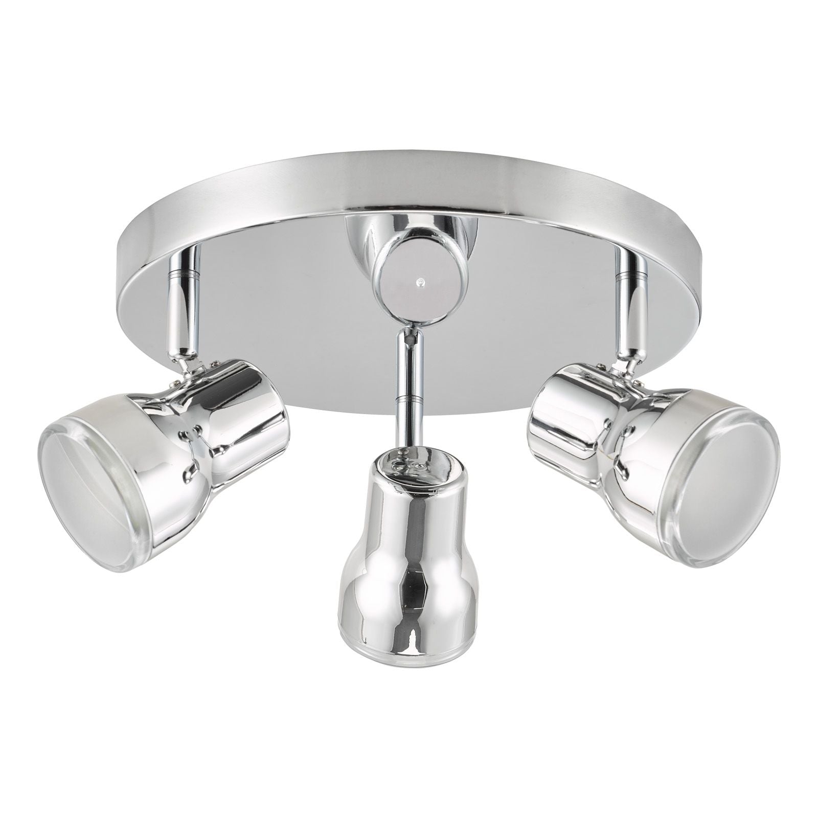 Clint 3 Light Bathroom Plate Spotlight- Matt Black/ Polished Chrome IP44