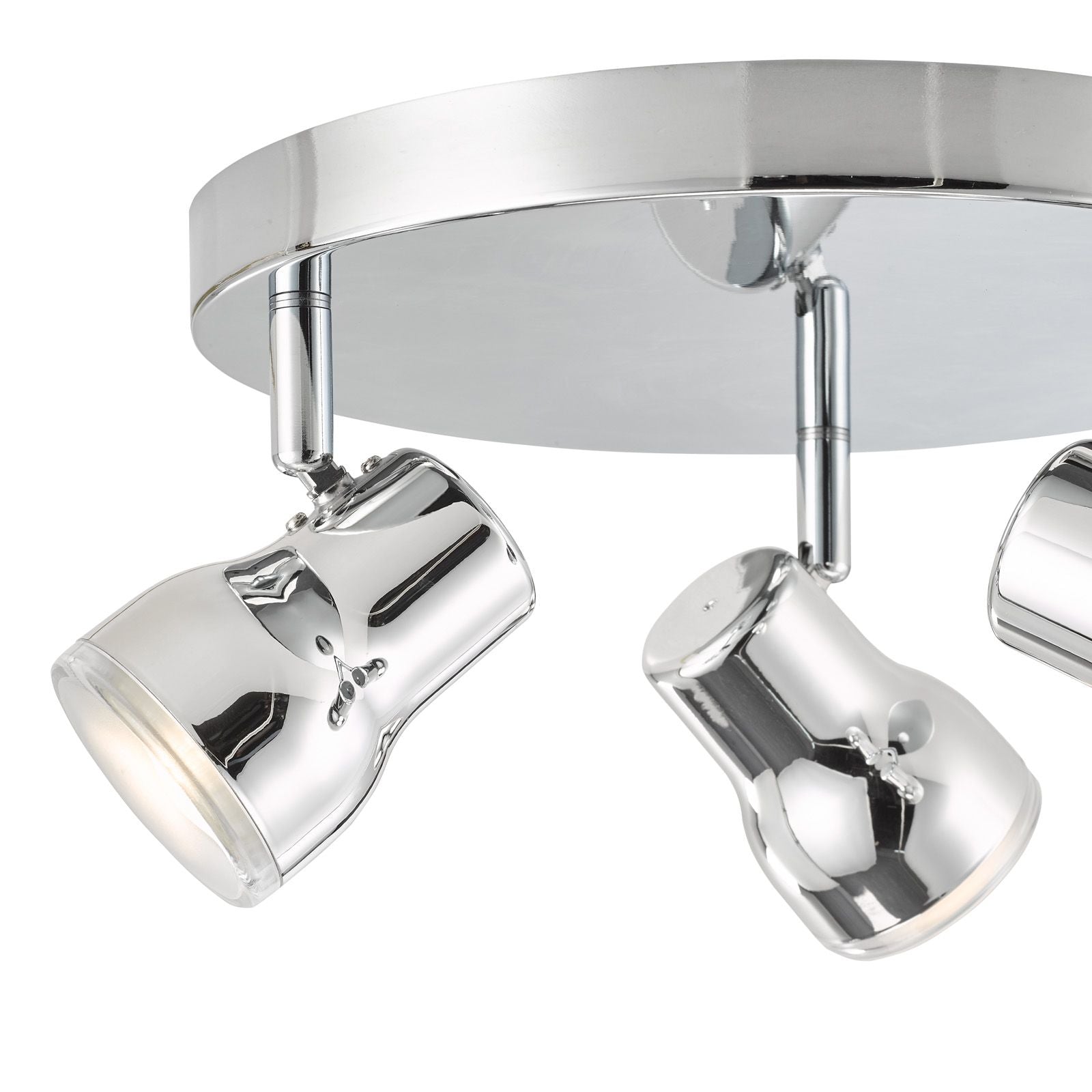 Clint 3 Light Bathroom Plate Spotlight- Matt Black/ Polished Chrome IP44