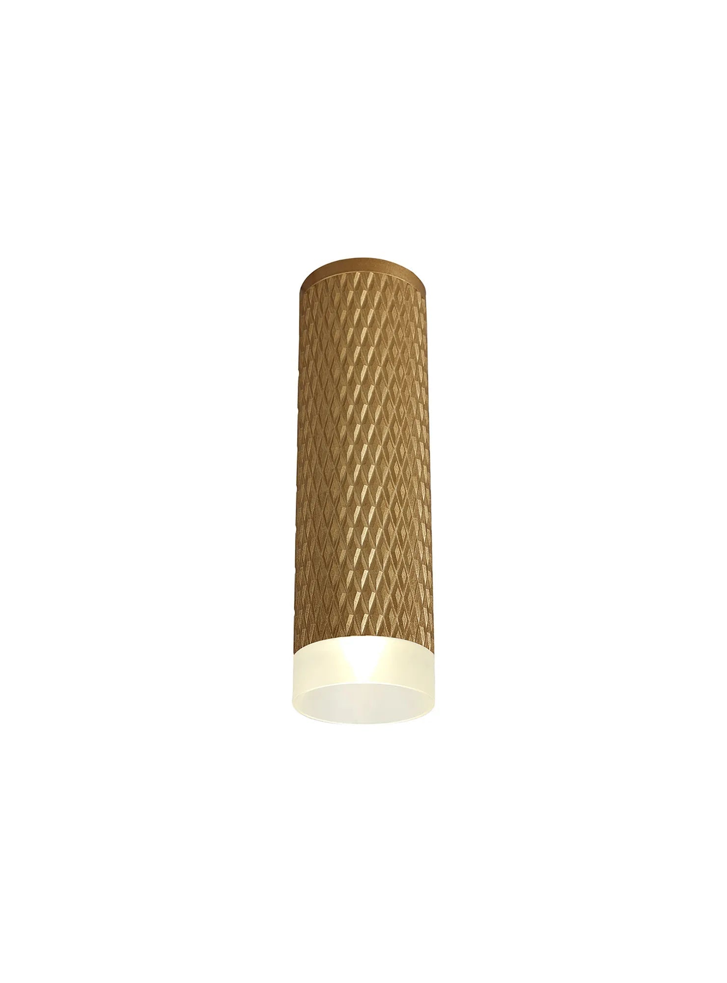 Cylo 1 Light 11cm Surface Mounted Ceiling GU10, Champagne Gold/Acrylic Ring