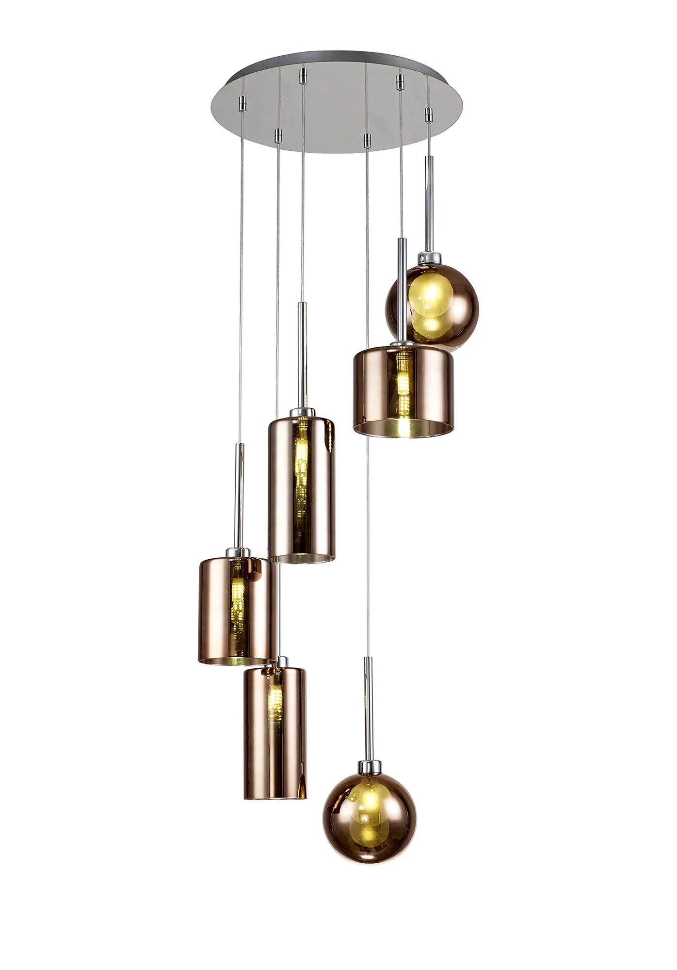 Ipswich Round Pendant, 6 x G9, Various Type Shades