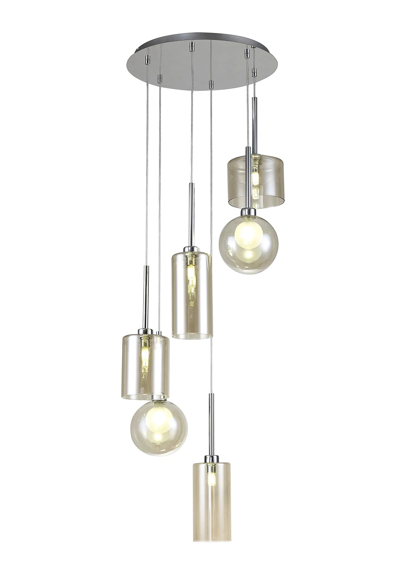 Ipswich Round Pendant, 6 x G9, Various Type Shades