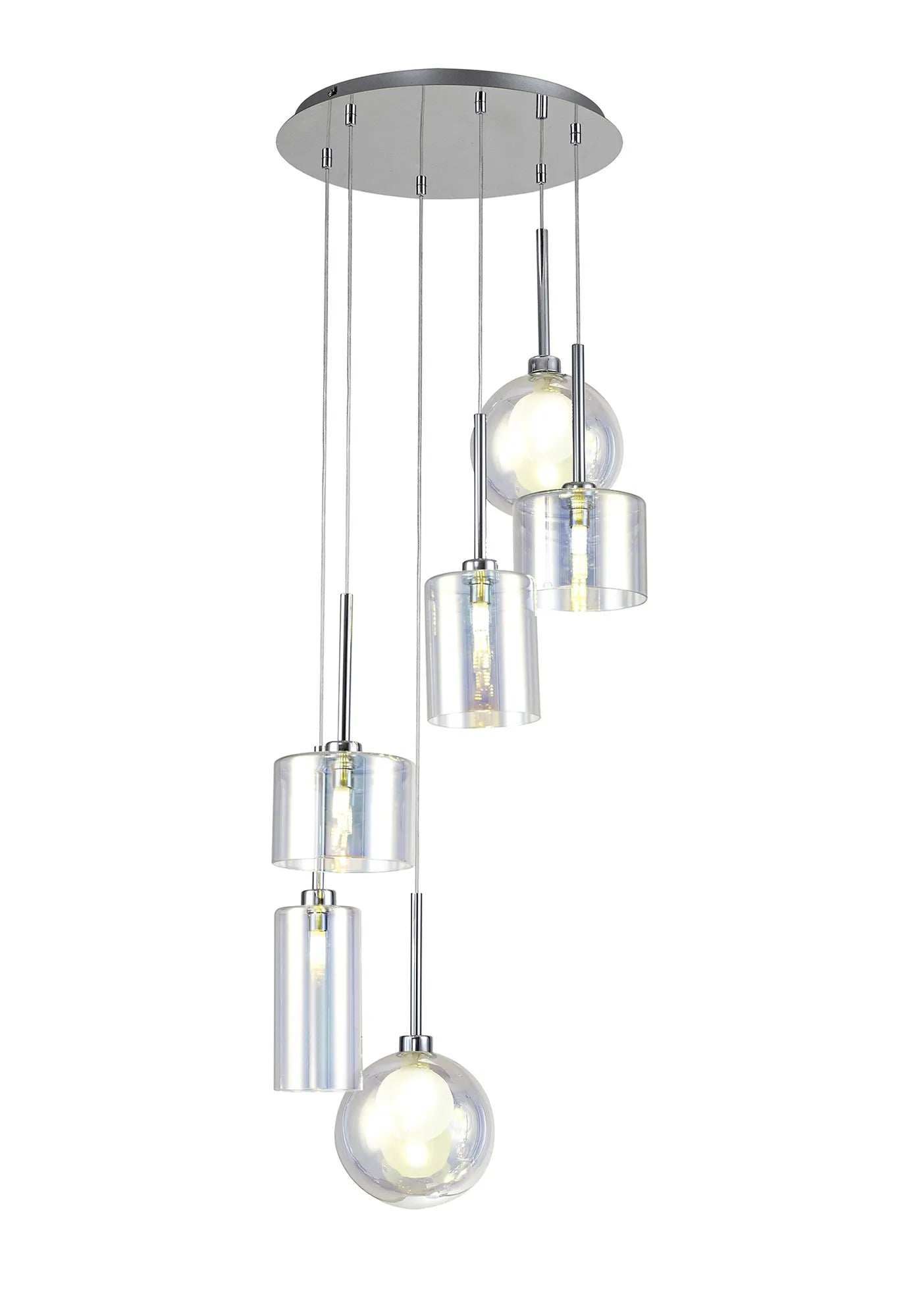 Ipswich Round Pendant, 6 x G9, Various Type Shades