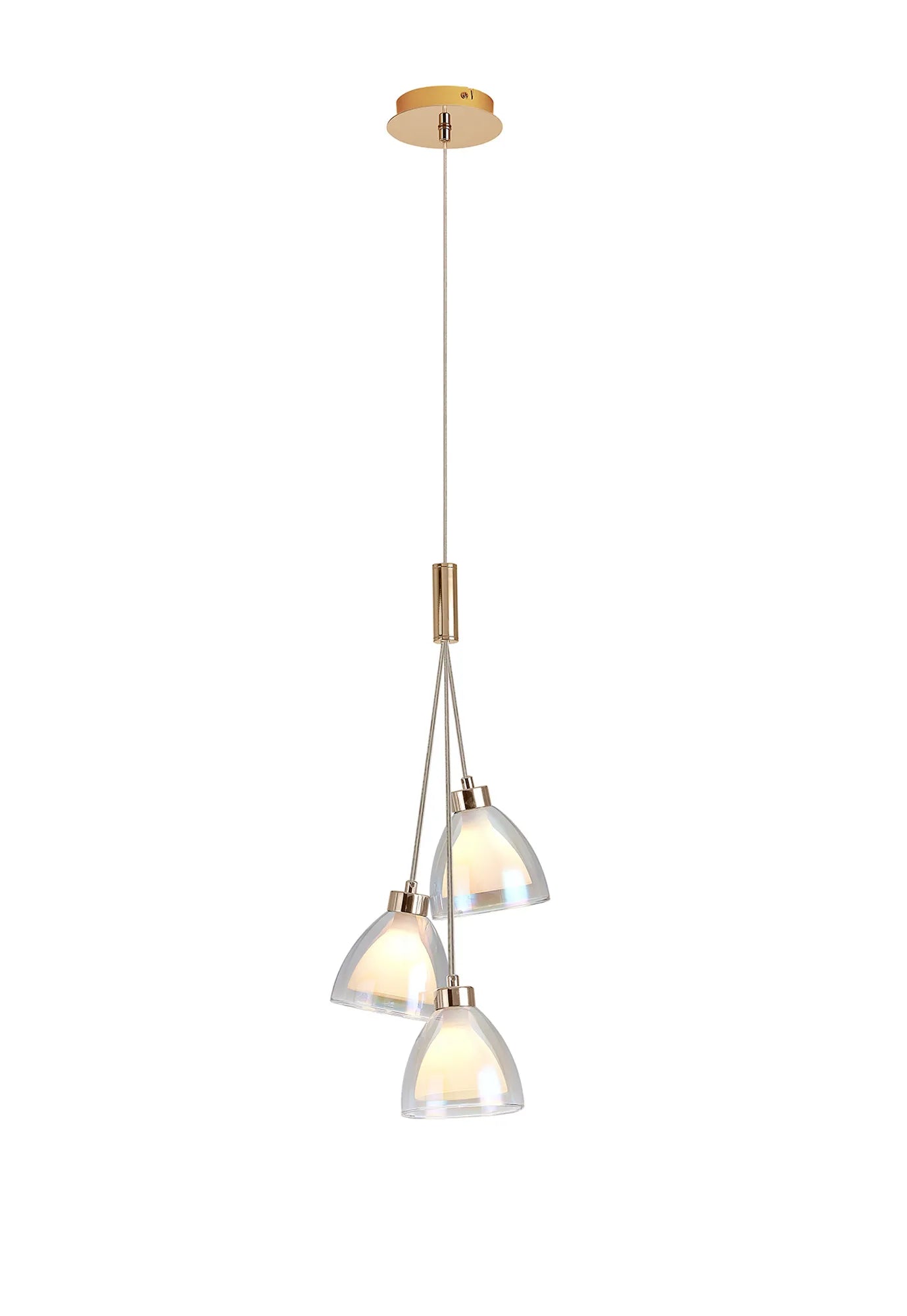 Ipswich 2m 1 Drop Cluster Pendant With Curved Cone Glass, 3 Light G9