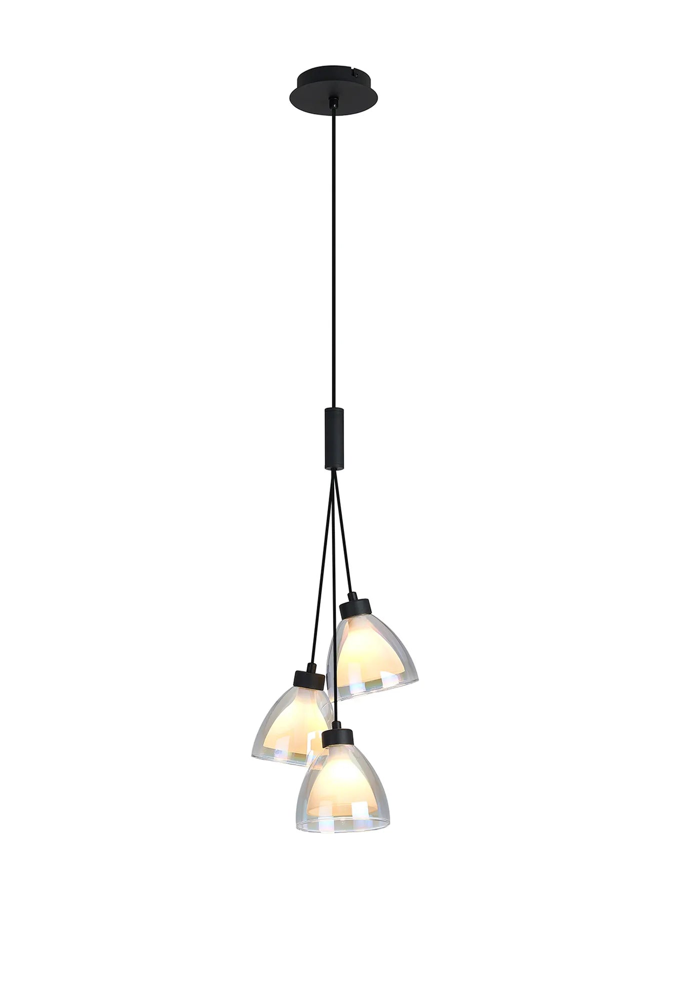 Ipswich 2m 1 Drop Cluster Pendant With Curved Cone Glass, 3 Light G9
