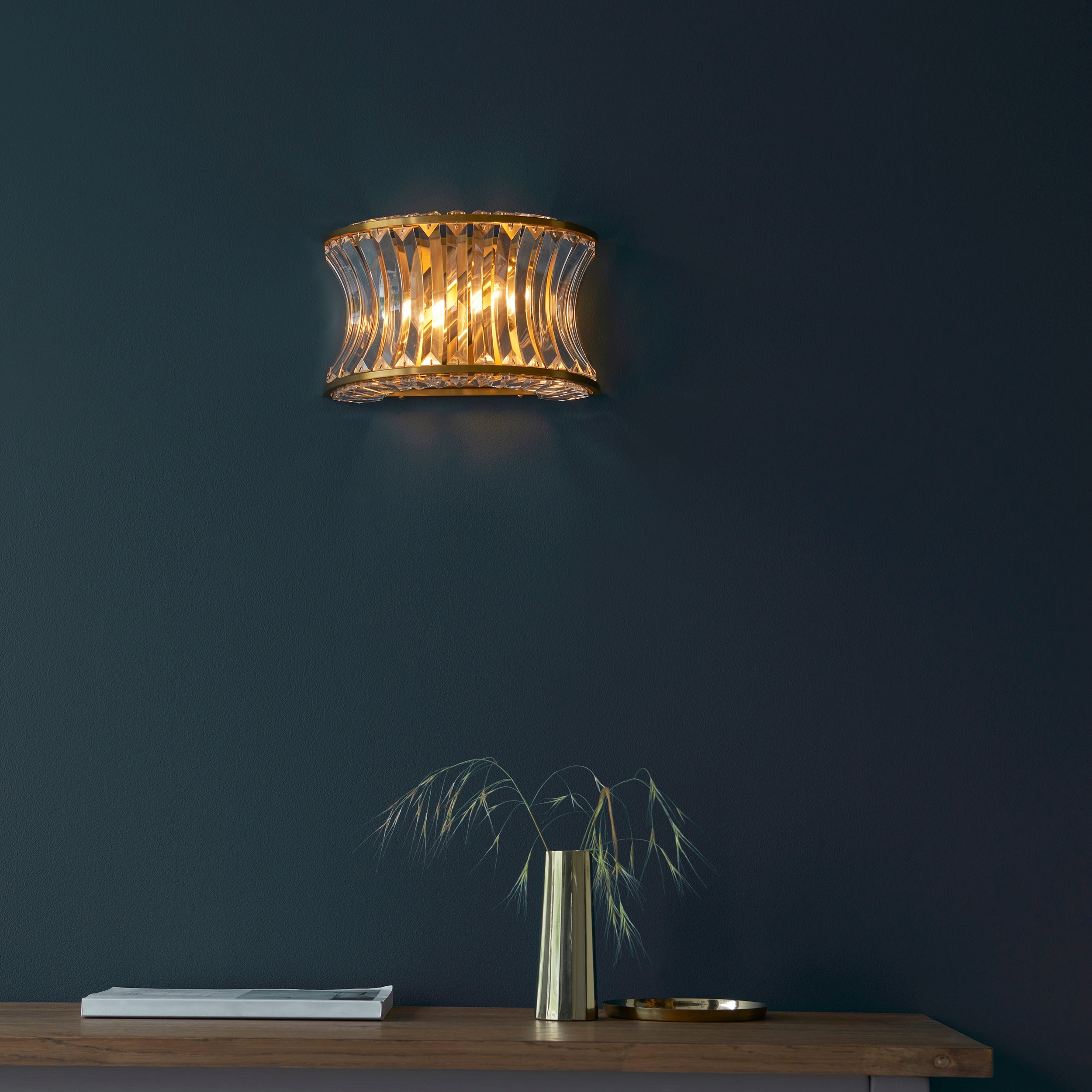 Roco Crystal Wall Light - Brass/ Nickel