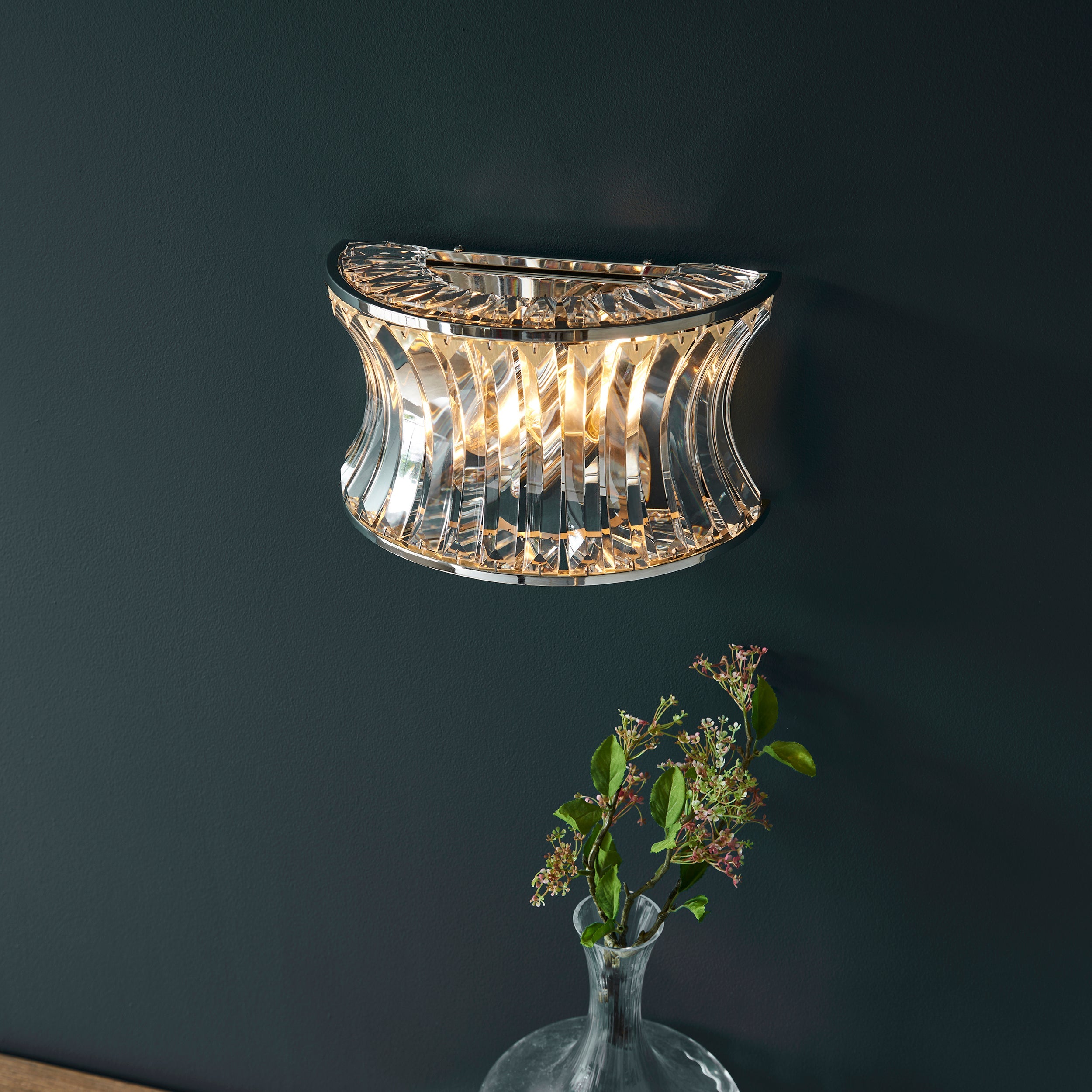 Roco Crystal Wall Light - Brass/ Nickel