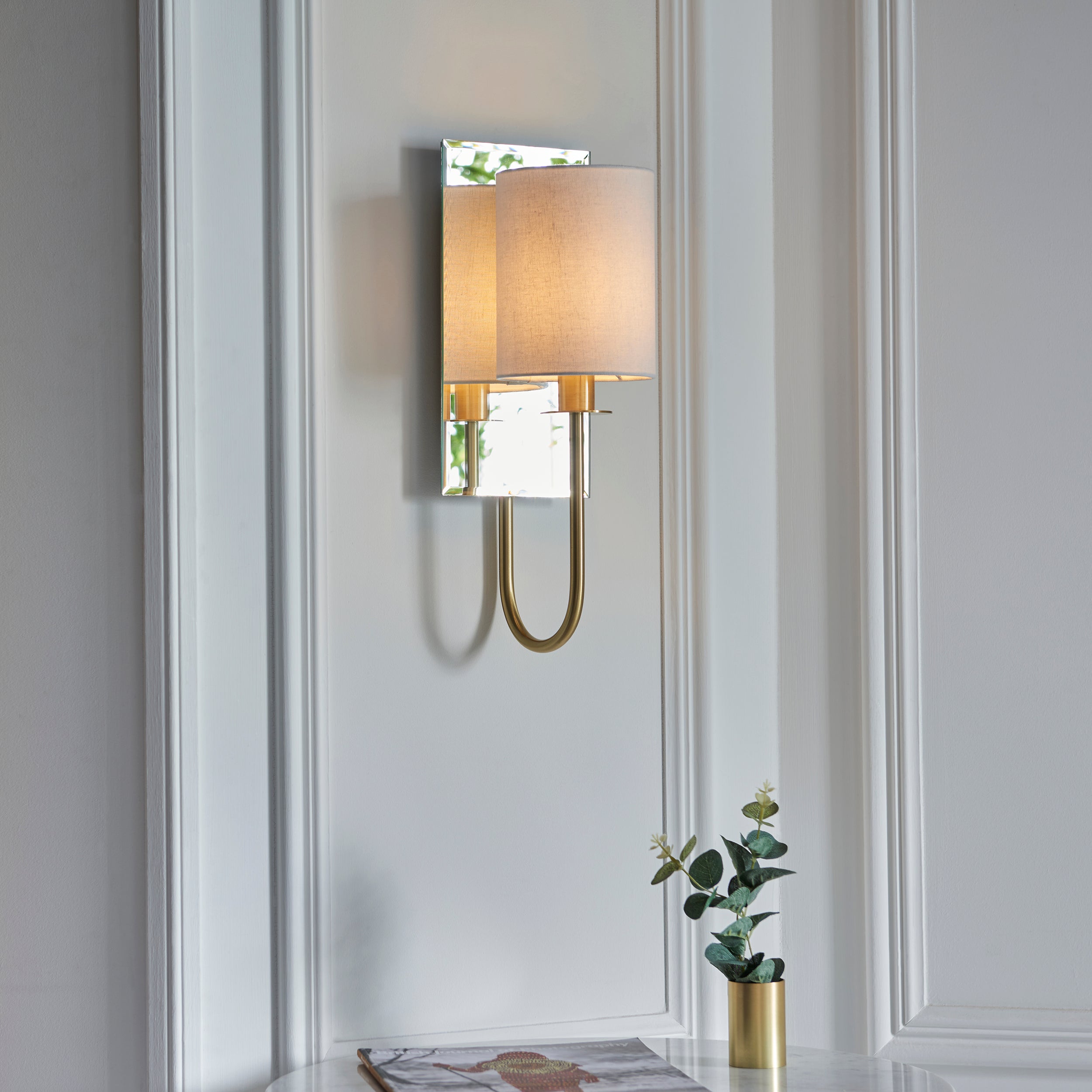 Sadie 1Lt Wall Light - Satin Brass / Bright Nickel