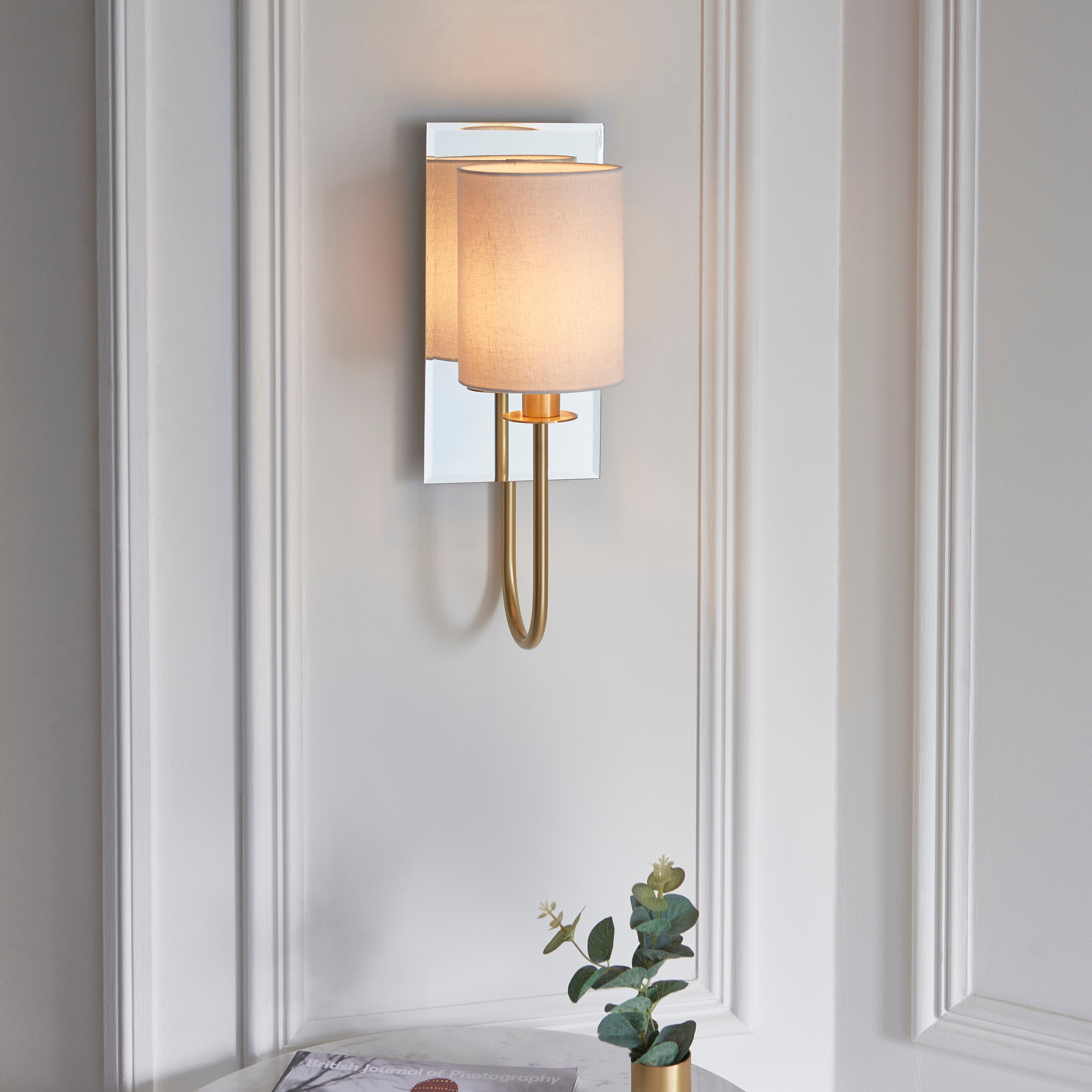 Sadie 1Lt Wall Light - Satin Brass / Bright Nickel
