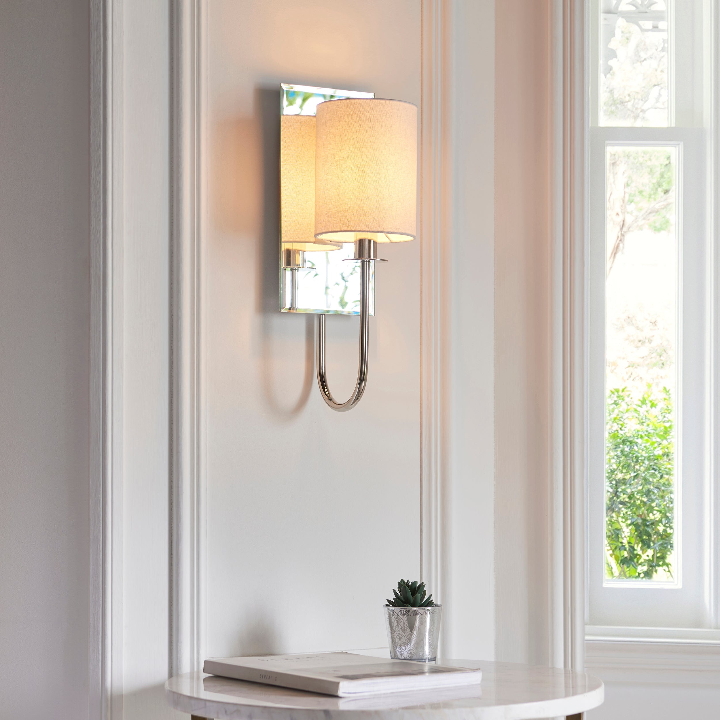 Sadie 1Lt Wall Light - Satin Brass / Bright Nickel