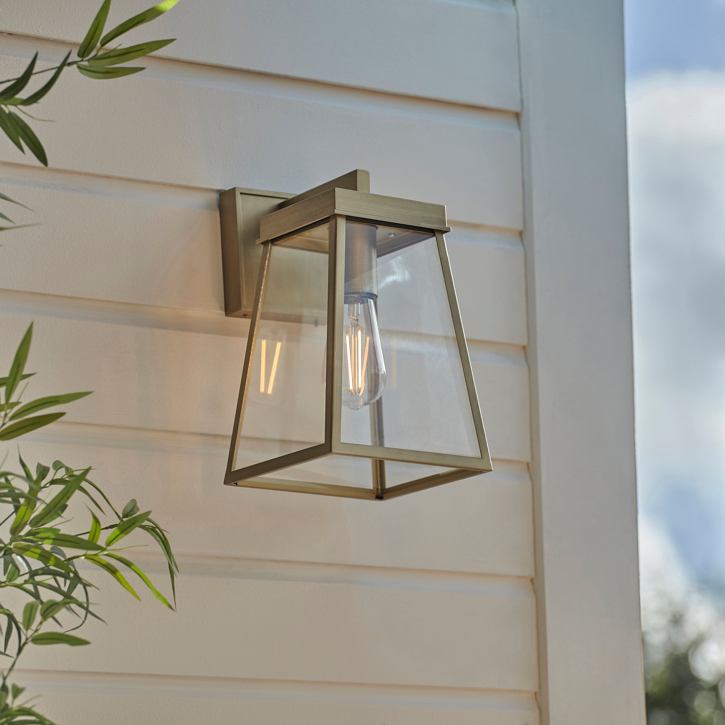 Stanley Outdoor Wall Light - Matt Black / Brushed Gold