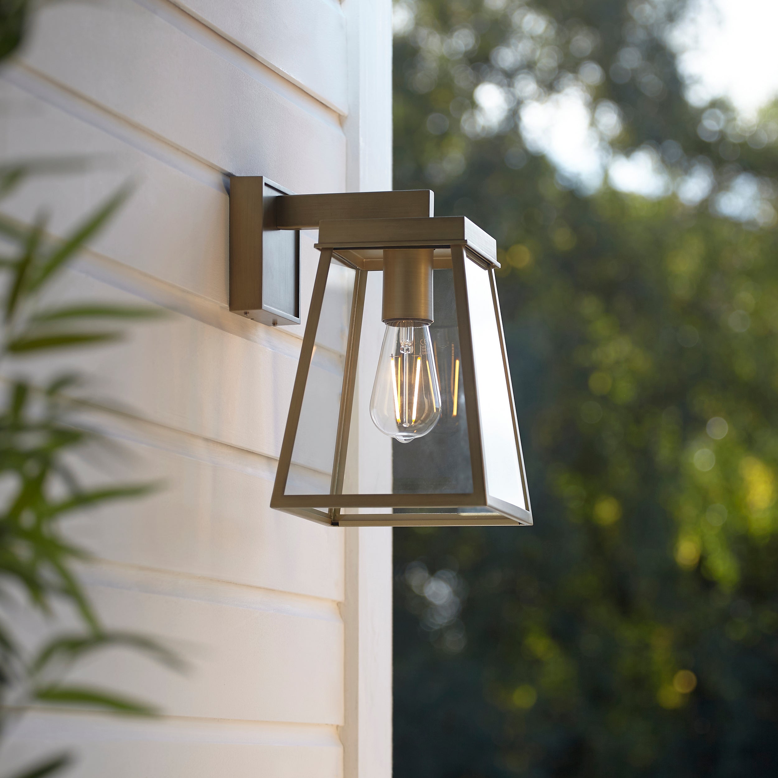 Stanley Outdoor Wall Light - Matt Black / Brushed Gold