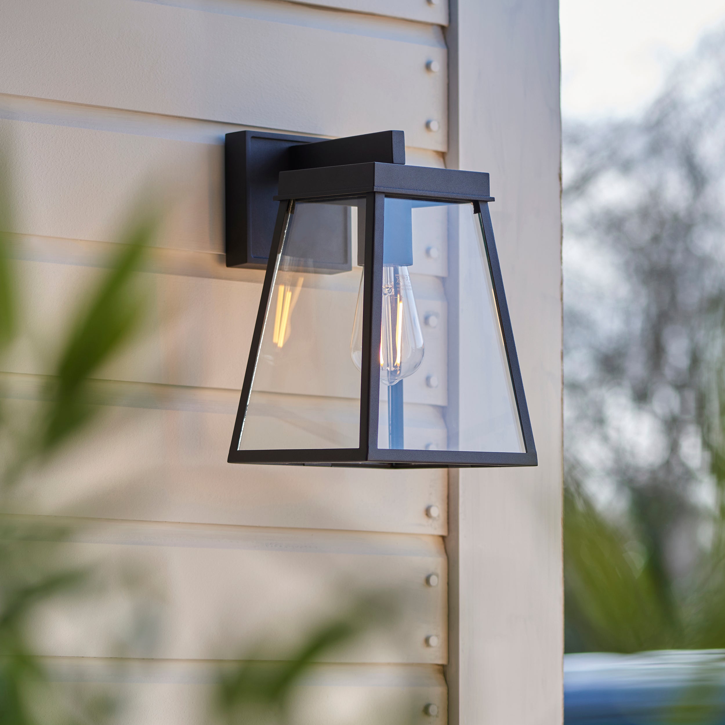 Stanley Outdoor Wall Light - Matt Black / Brushed Gold